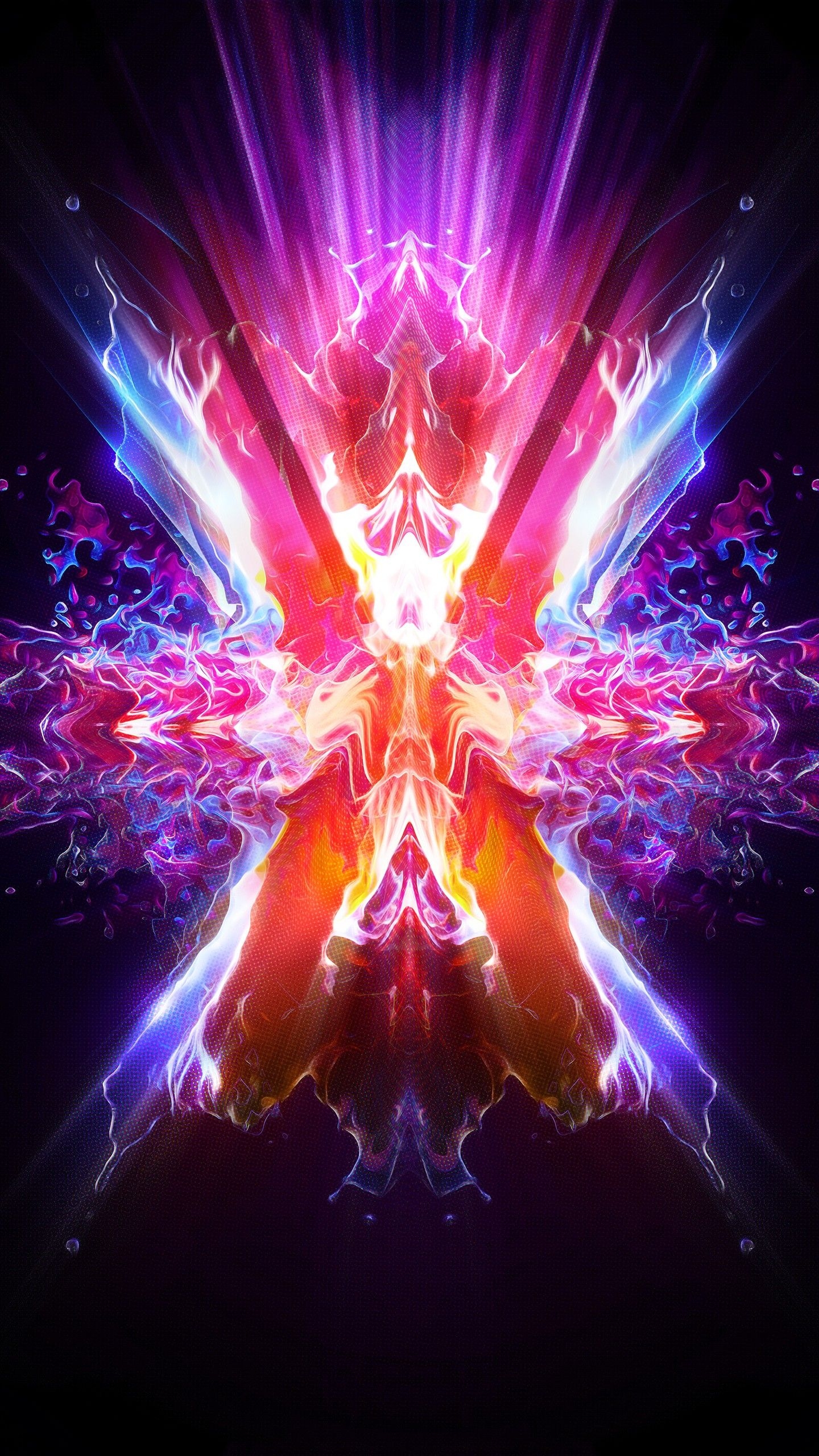 1440x2560 Neon Energy Waves 4K Wallpaper, Phone