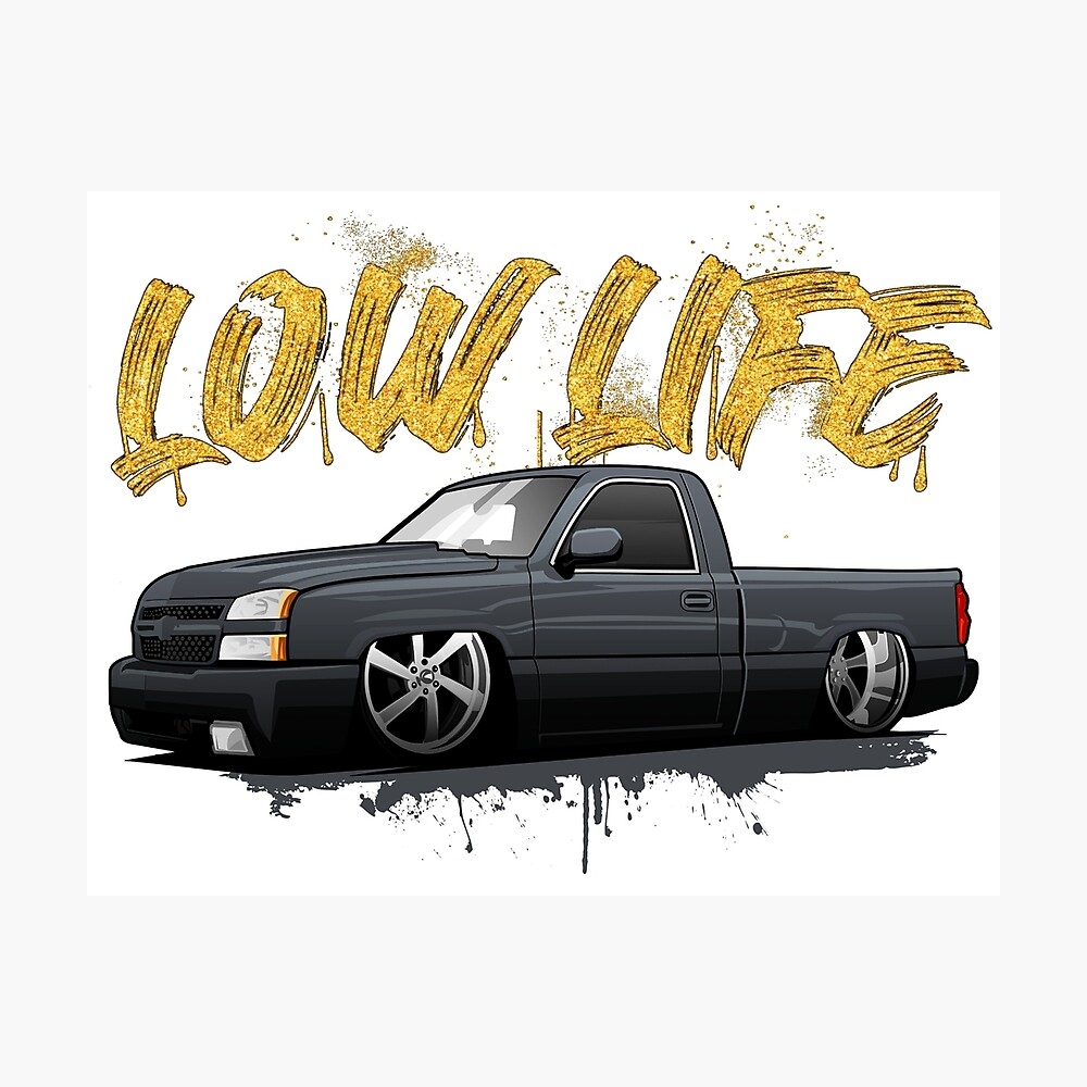 1000x1000 Chevy Silverado Truck Chevrolet Low Life Slammmed Metal Print, Phone