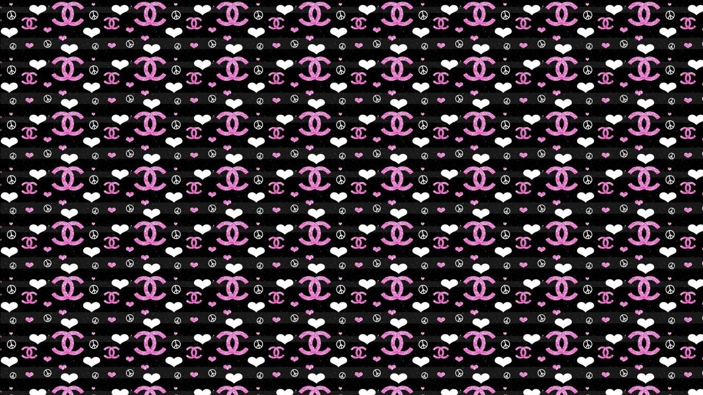 1370x770 multiple pink chanel logo in black background HD chanel Wallpaper, Desktop