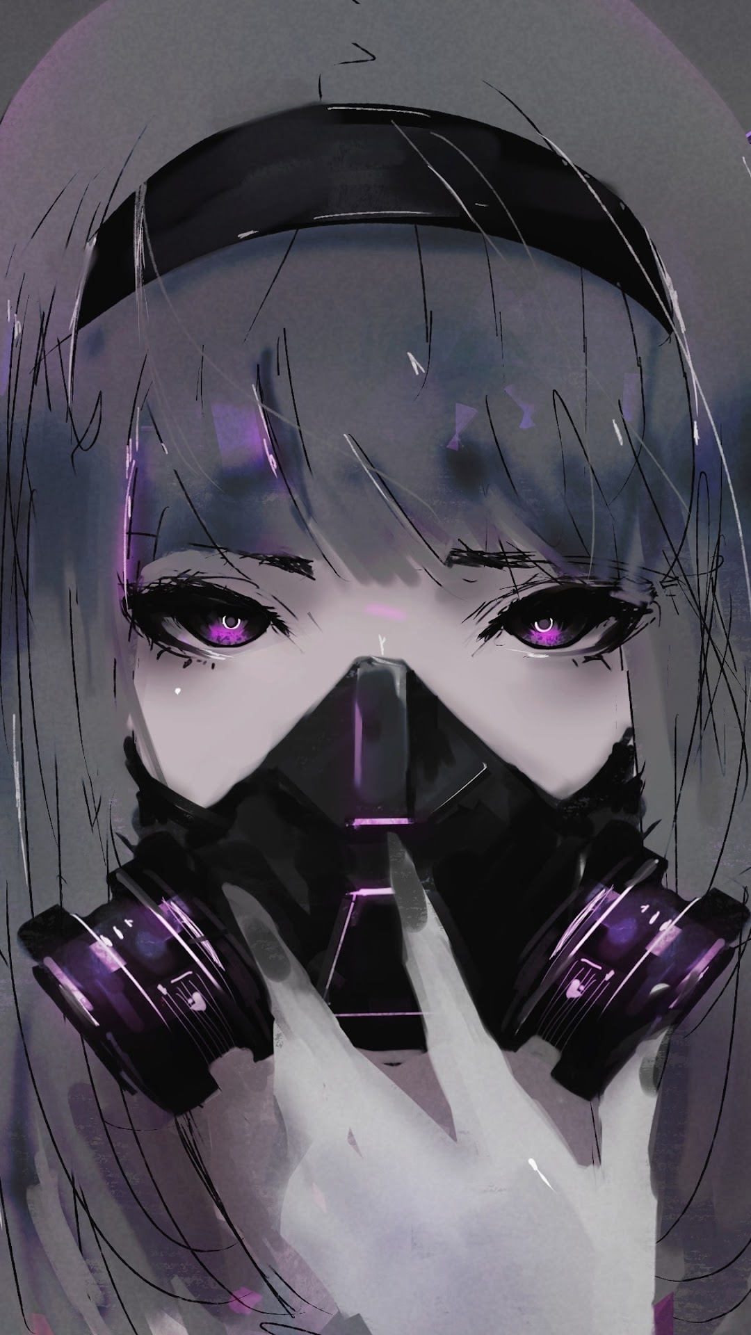 1080x1920 Anime Girl Gas Mask 4K Wallpaper, Phone