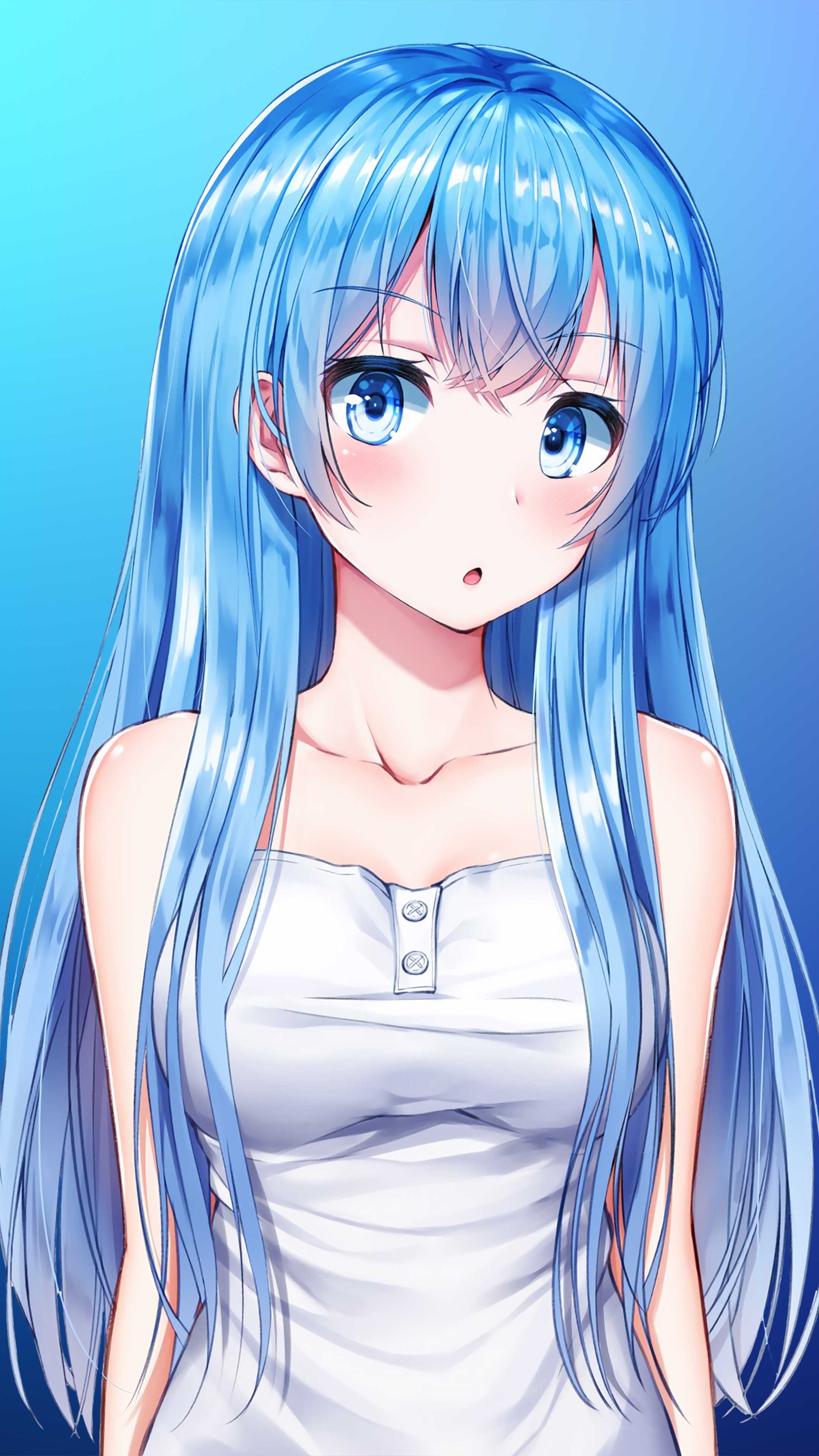 2160x3840 Anime Girl Blue Hair Blue Eye 4K Ultra HD Mobile Wallpaper, Phone