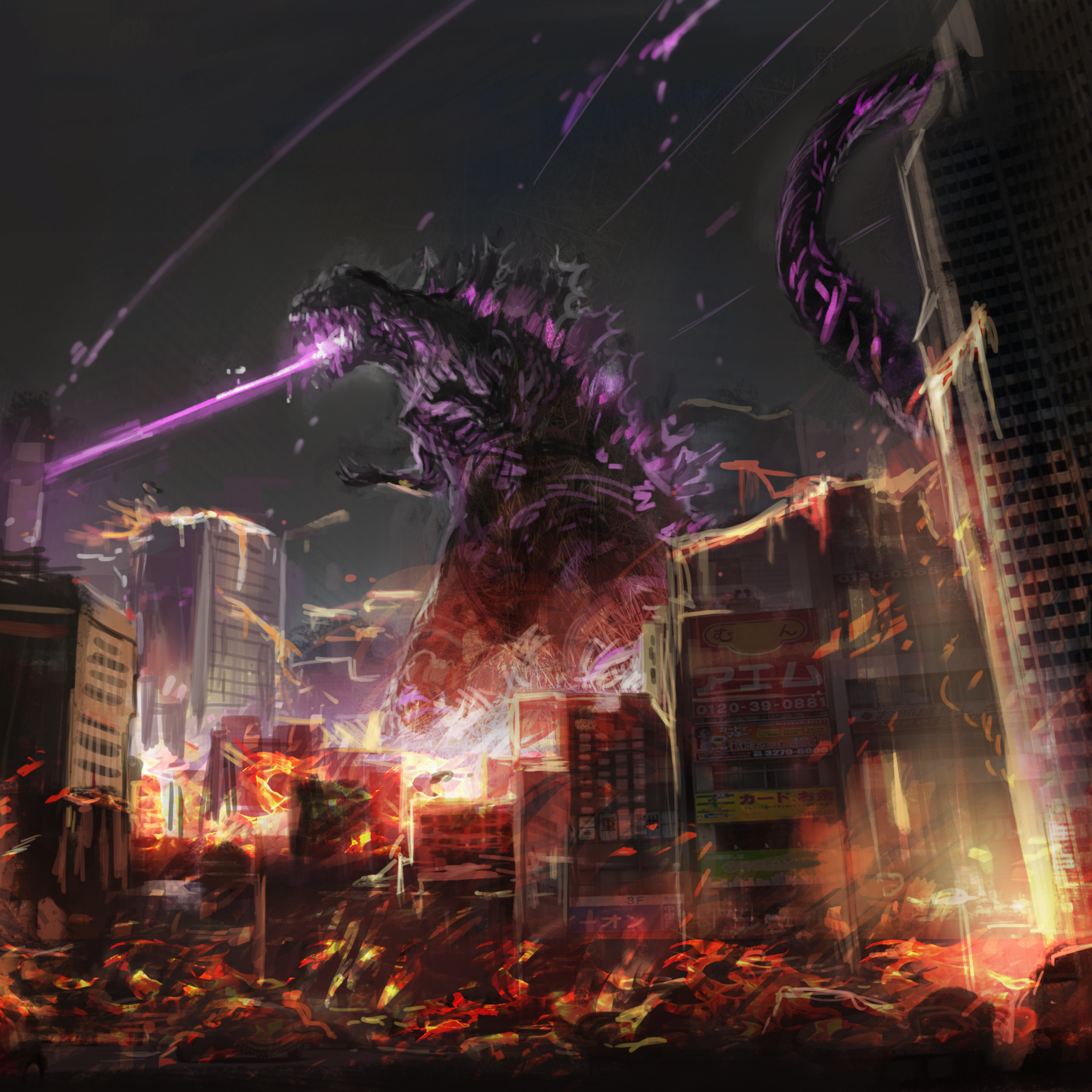 2050x2050 Picture Of Godzilla Fire Art #rock Cafe, Phone