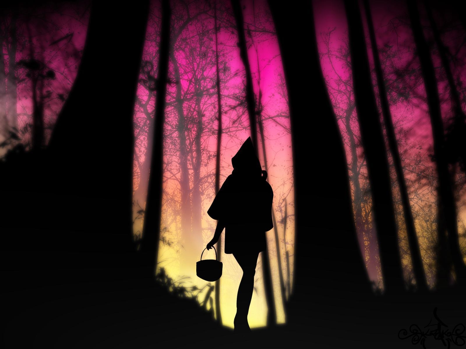 1600x1200 Silhouette Of A Red Eyed Girl X Digital Art Wallpaper, Desktop