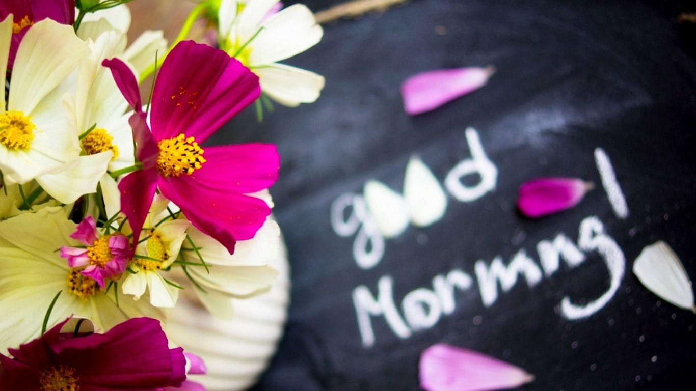 1370x770 Beautiful Good Morning Love Image with Flowers, Desktop