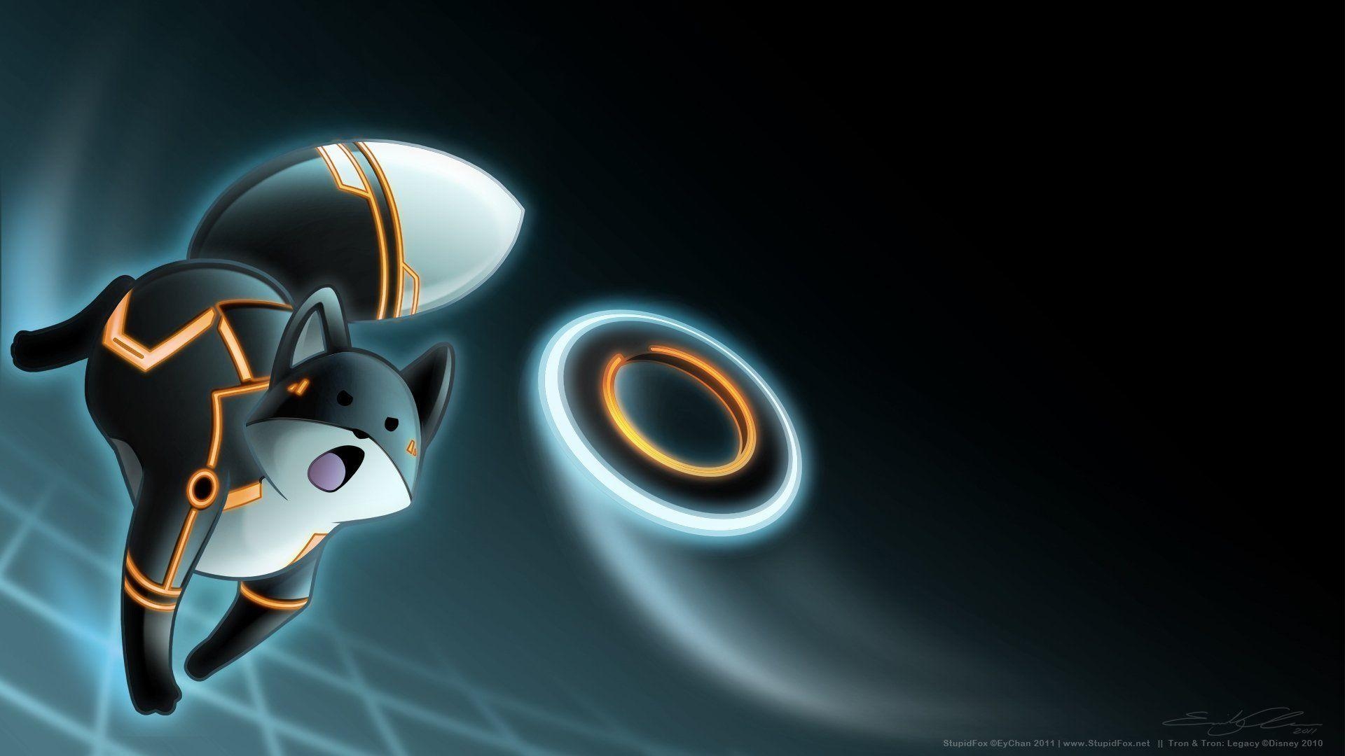 1920x1080 Tron: Legacy Fan Art Stupid Fox Light Disk HD Wallpaper, Desktop