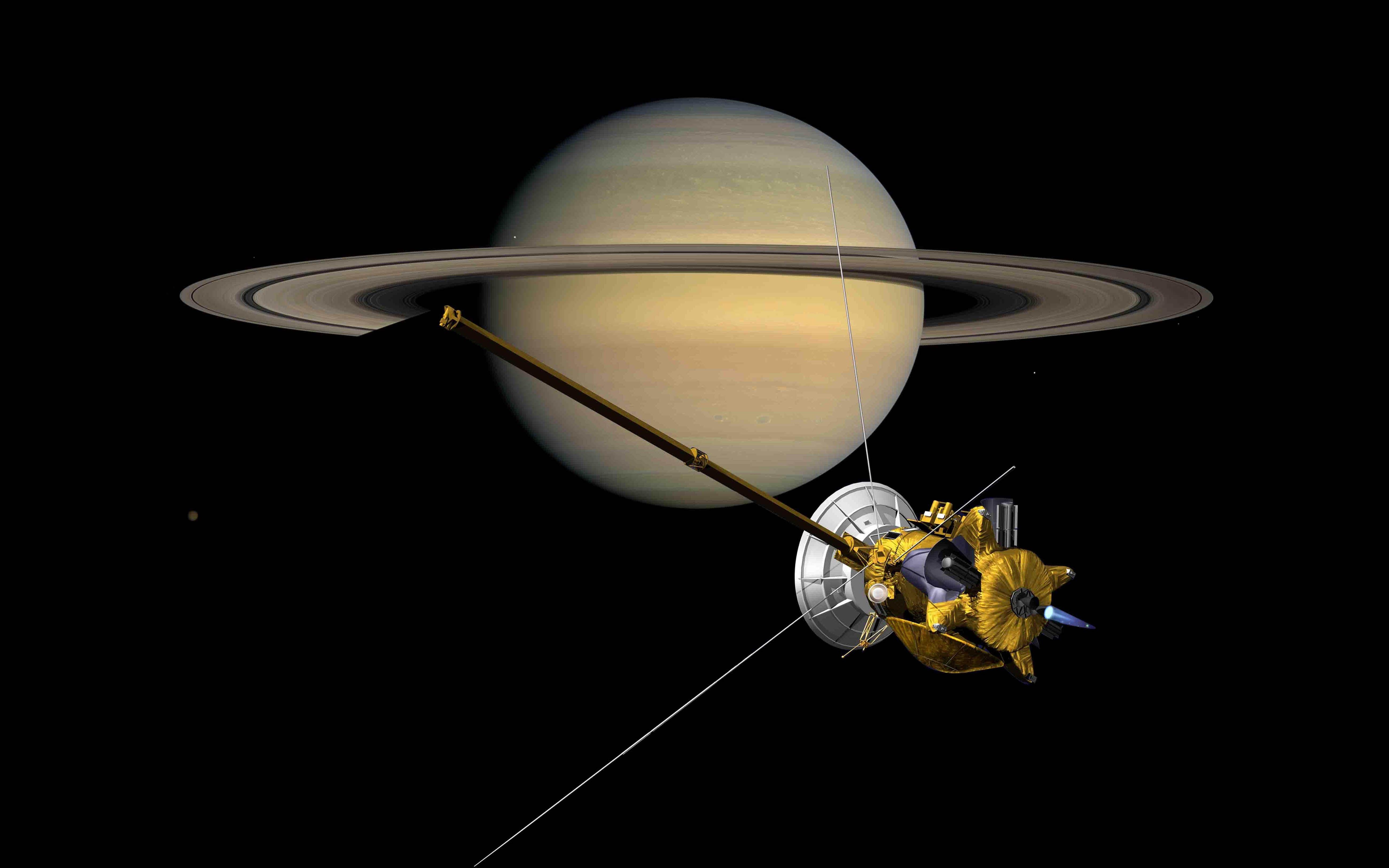 5200x3250 Probe Cassini Front Of The Planet Saturn With Rings Desktop, Desktop