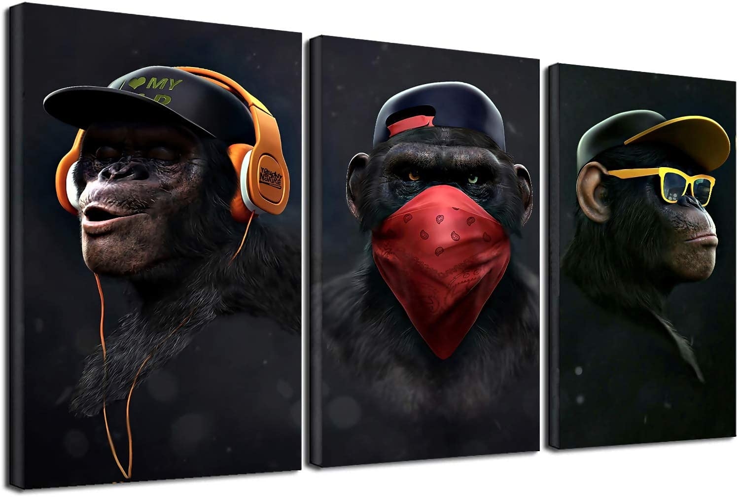 1500x1010 Buy Wise Monkeys Canvas Wall Art Picture, Funny Chimp Headphone Animal Canvas Prints for Living Room Modern Home Decor 3 Pcs (No Frame, 30x50cm(11.8x19.7)) Online in Taiwan. B08MPS1ZL8, Desktop