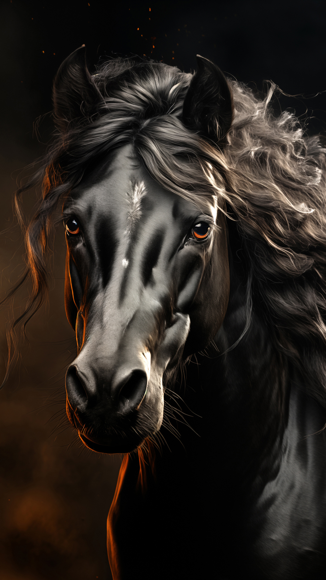 1080x1920 Beautiful black horse HD wallpaper 4K, Phone