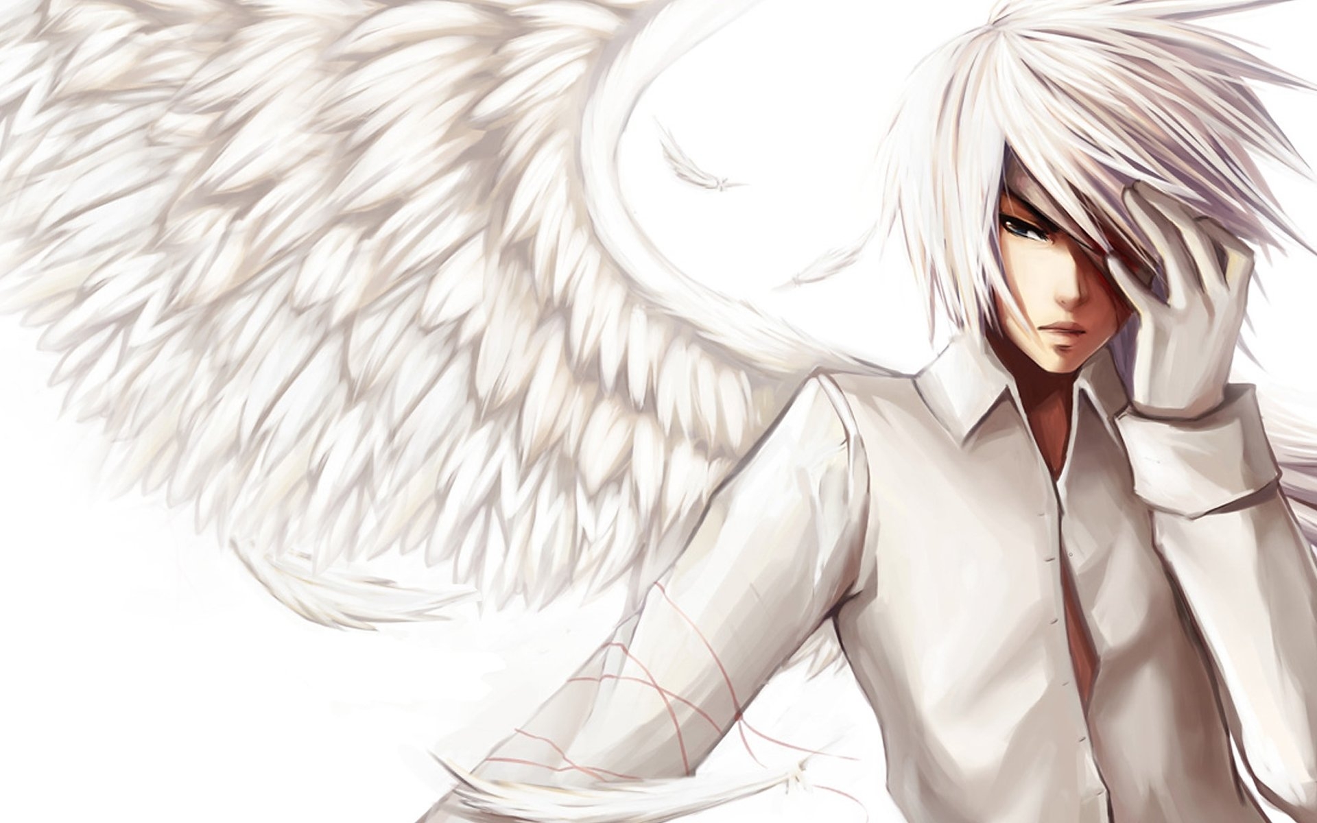 1920x1200 Anime Boy Demon HD Wallpaper Boys With White Hair And Wings, Desktop