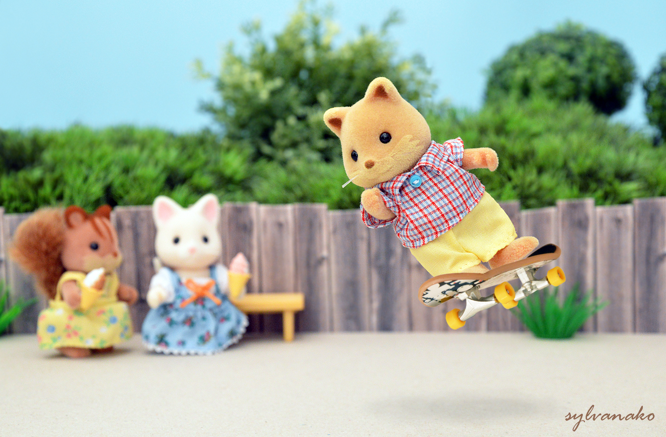 2180x1430 Wallpaper, park, new, trees, girls, cute, sports, animal, bike, playground, yard, garden, Toy, toys, miniature, sweet, slide, adventure, fox, porch, calico, skateboard, critters, sylvanianfamilies, sylvanian, calicocritters, Desktop
