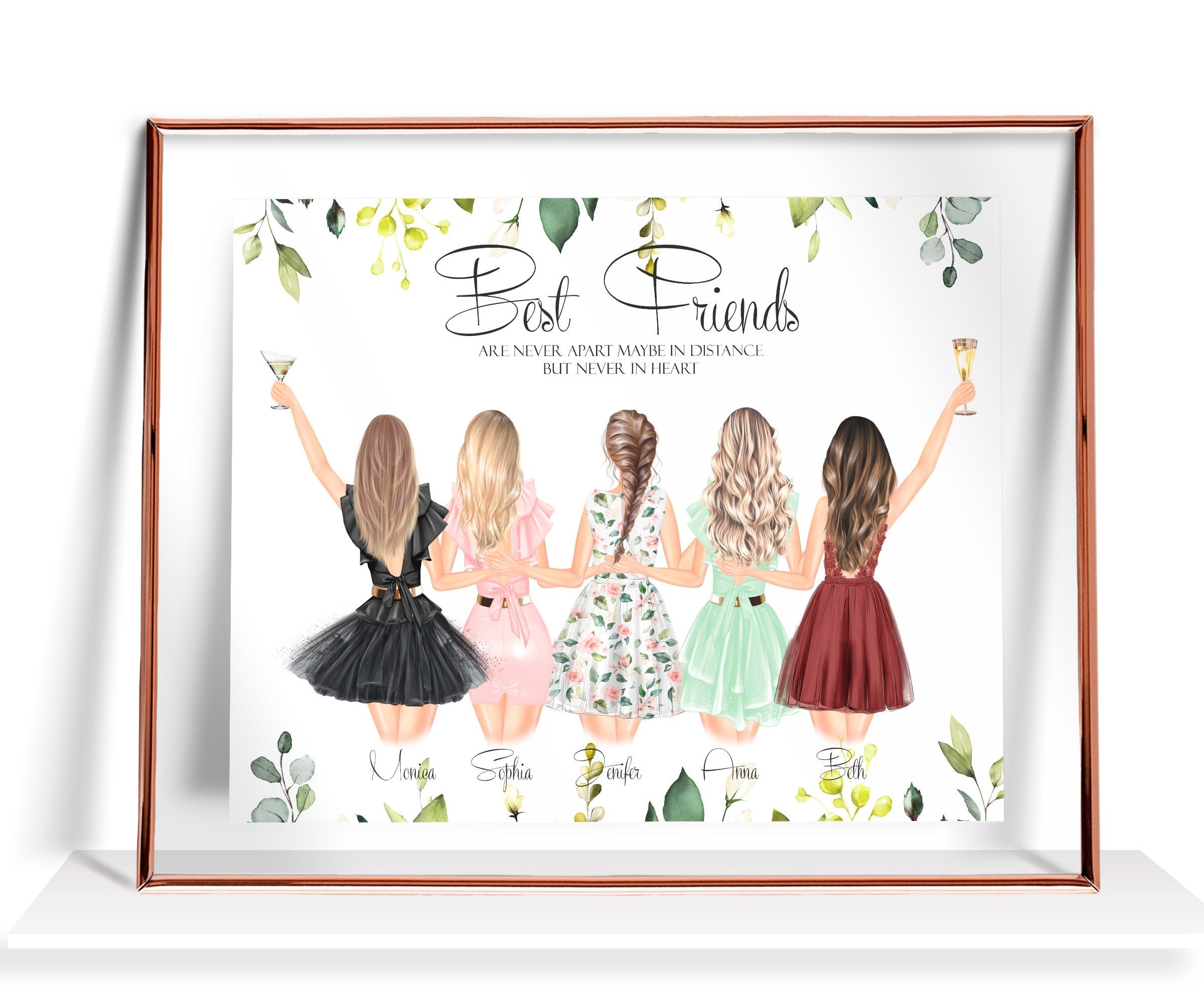 2400x2000 Best Friends Gift Five Best Friends Print 5 Friends Poster, Desktop