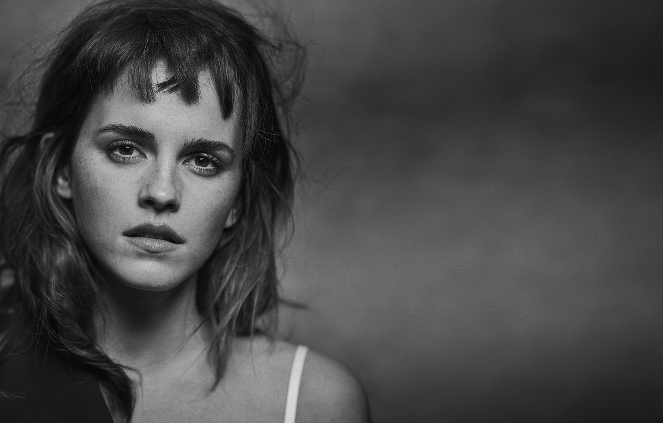 1340x850 Wallpaper girl, black & white, actress, girl, Emma Watson, Emma Watson, photohoot, photoet, actress image for desktop, section девушки, Desktop