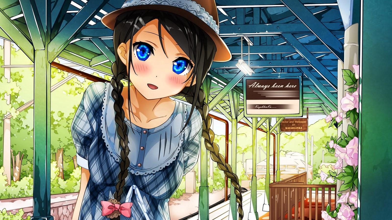 1600x900 Cute Anime Girl With Big Blue Eyes Wallpaperx900, Desktop