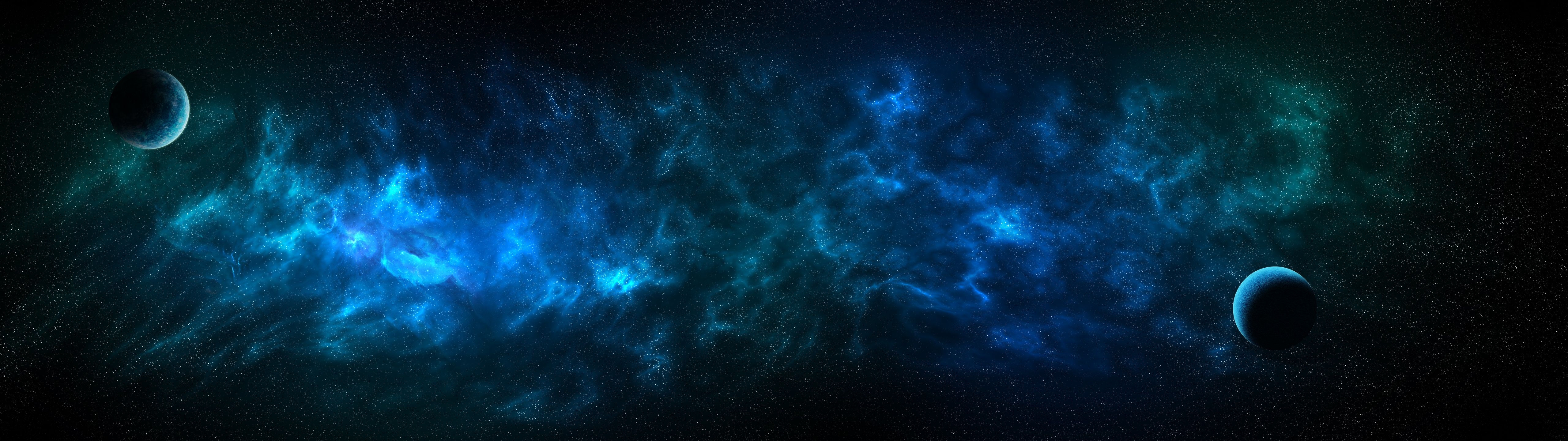 5120x1440 space, blue, planet, dual display, nebula, starsx1440 Wallpaper, Dual Screen