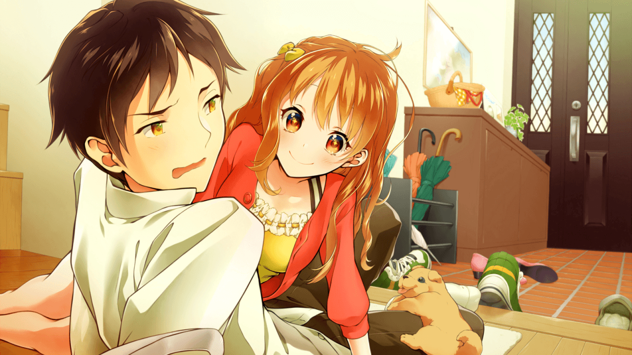 1280x720 Download  Anime Couple, Romance, Lying Down, Desktop