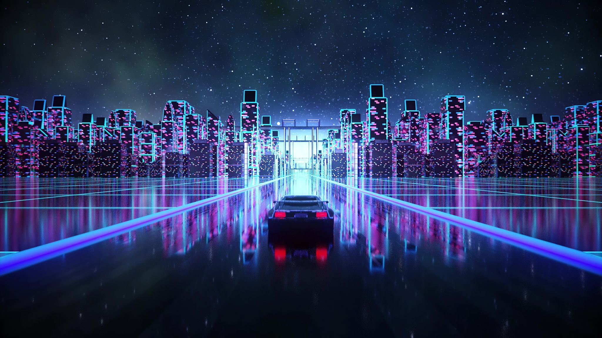 2050x1160 Cyber Outrun Vaporwave Synth Retro Car 4k  Resolution HD 4k Wallpaper, Image, Background, Photo and Picture, Desktop