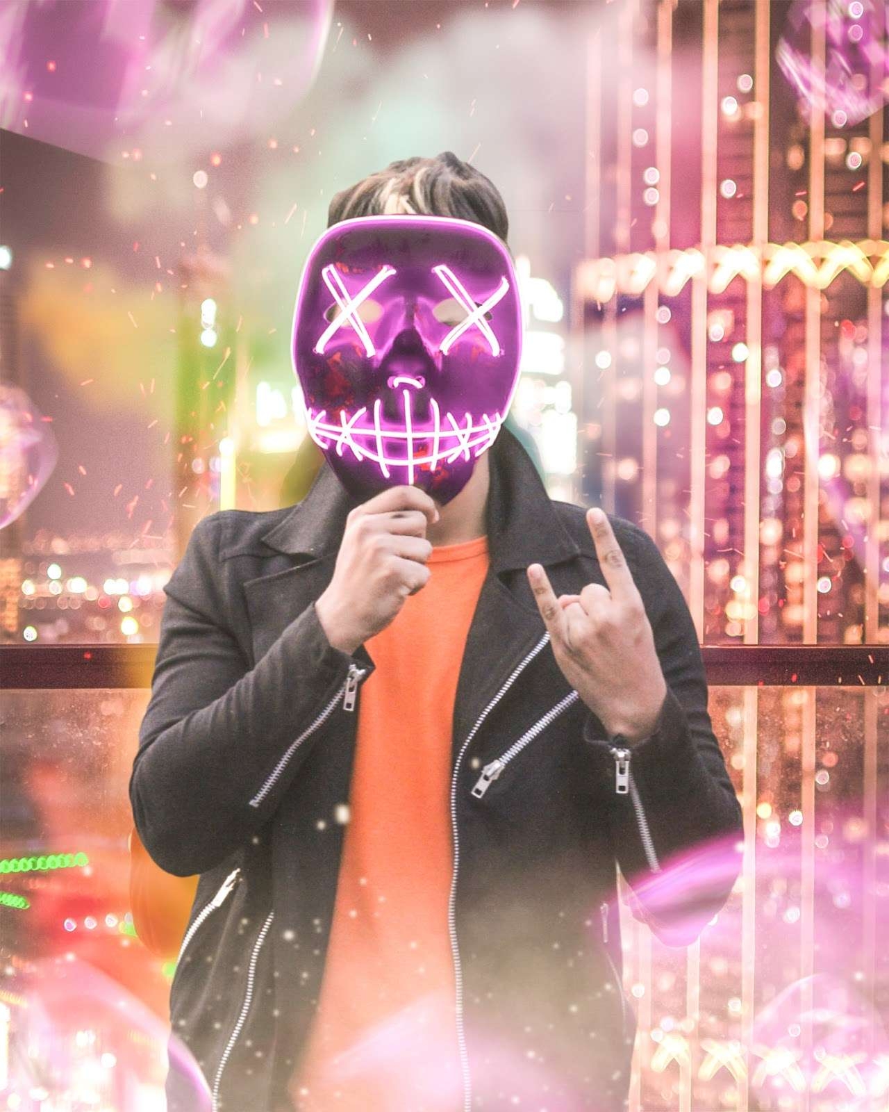 1280x1600 3D Neon Hacker Mask Wallpaper, Phone