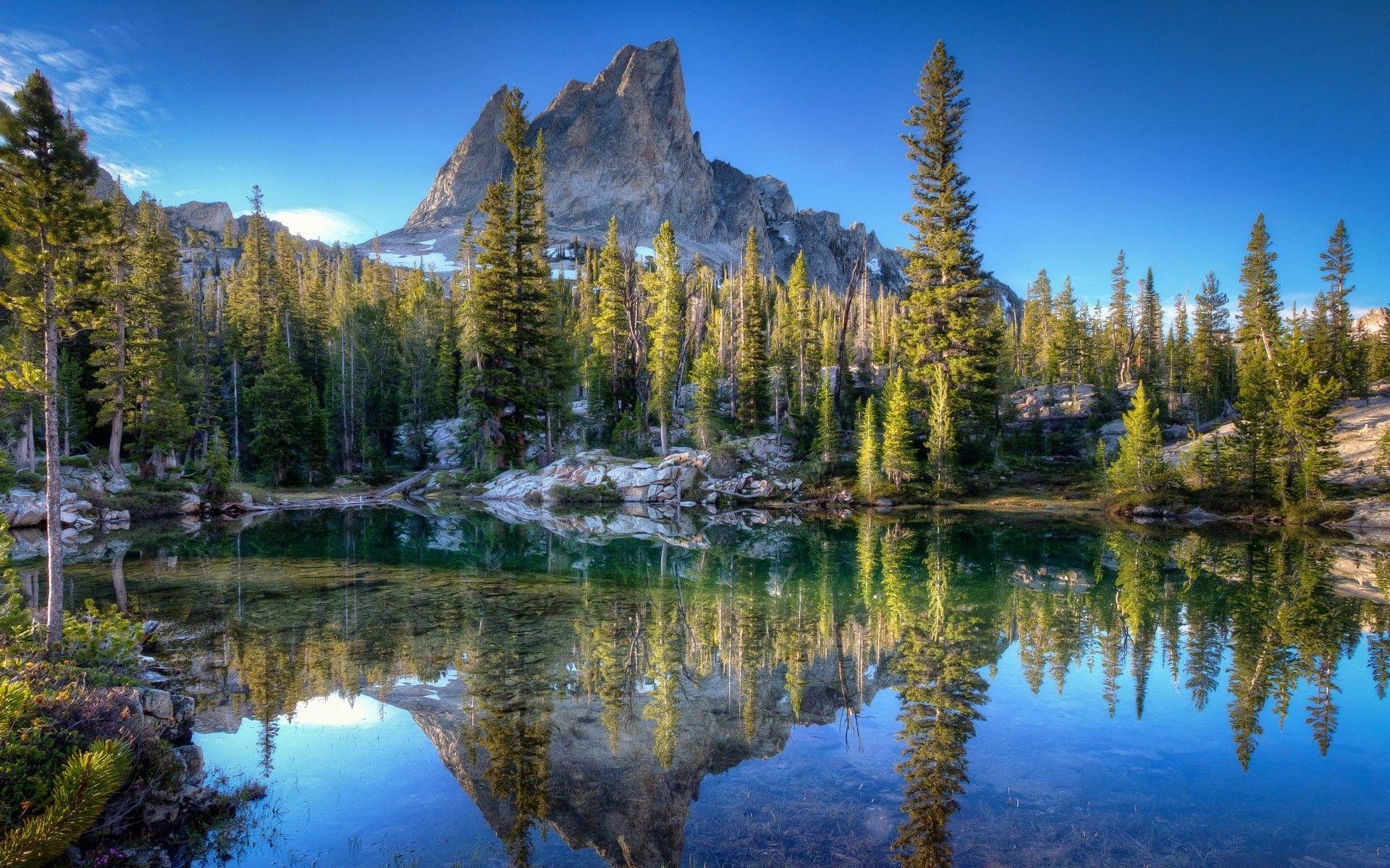 1920x1200 trees, Idaho, lake, mountain, landscape, reflection, Desktop