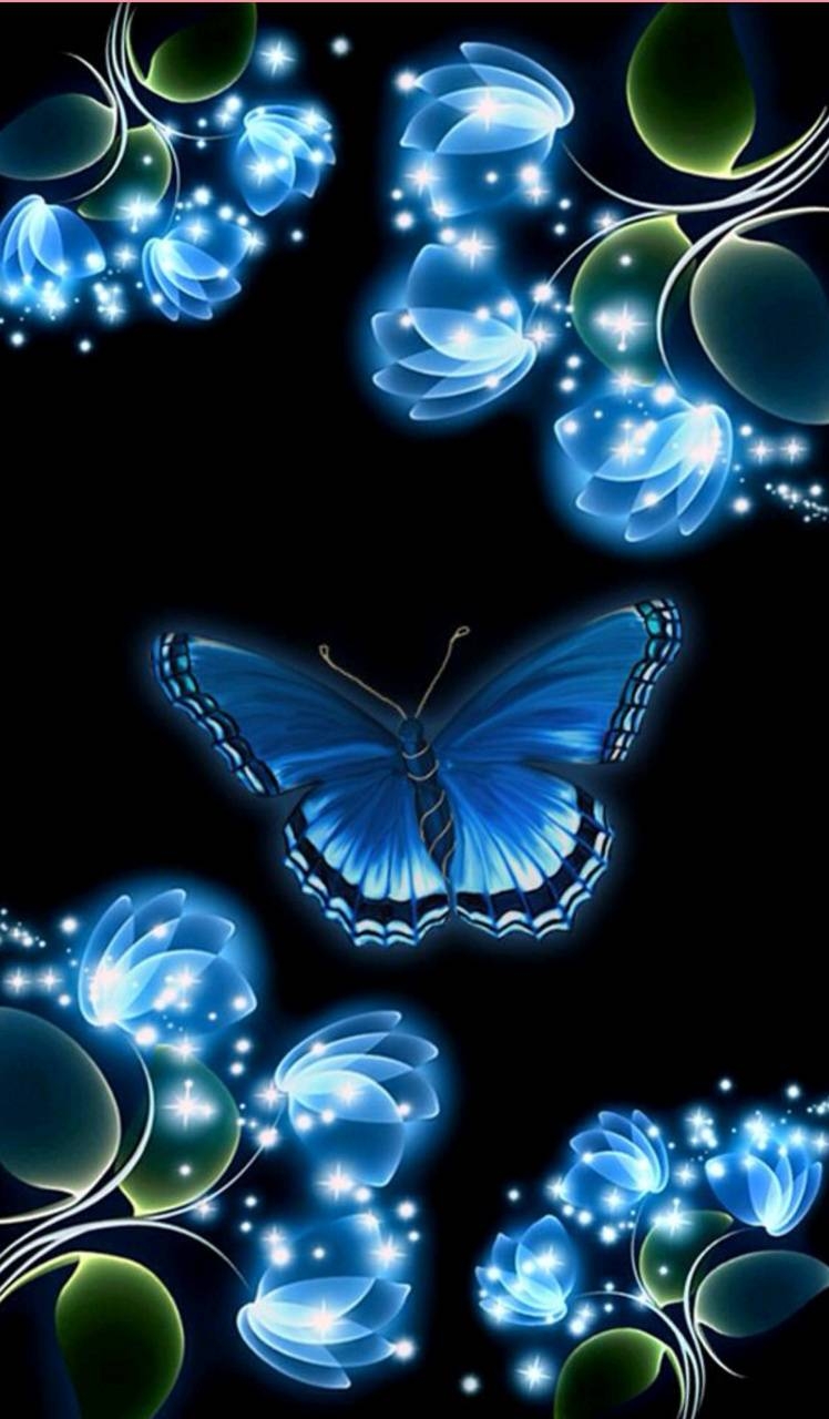 750x1280 Neon butterfly wallpaper, Phone