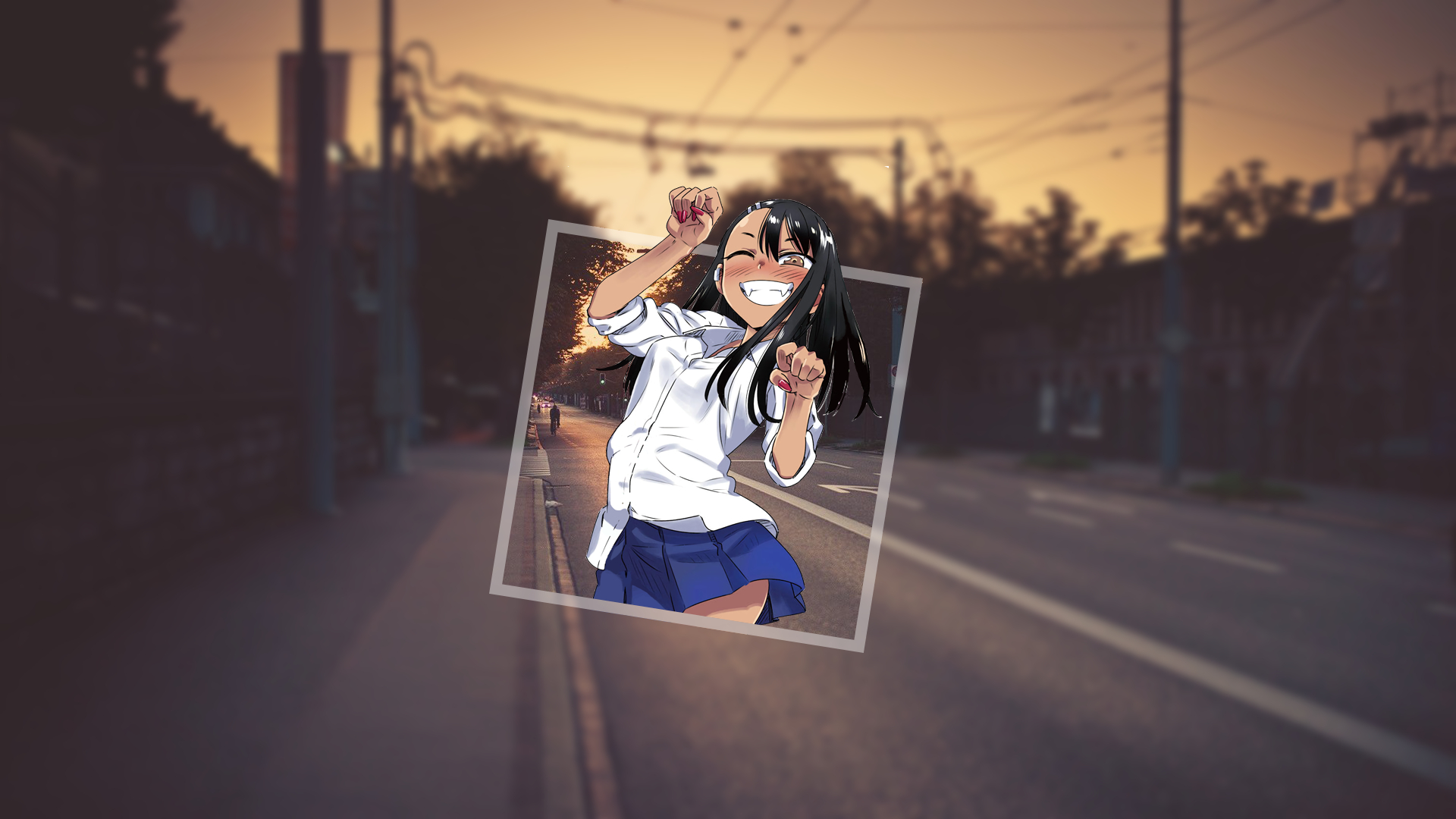 1920x1080 Blurred, Nagatoro Hayase, Nagatoro, Picture In Picture, School Uniform, Dark Hair, Please Dont Bully Me, Manga, Cityscape, Dusk Gallery HD Wallpaper, Desktop