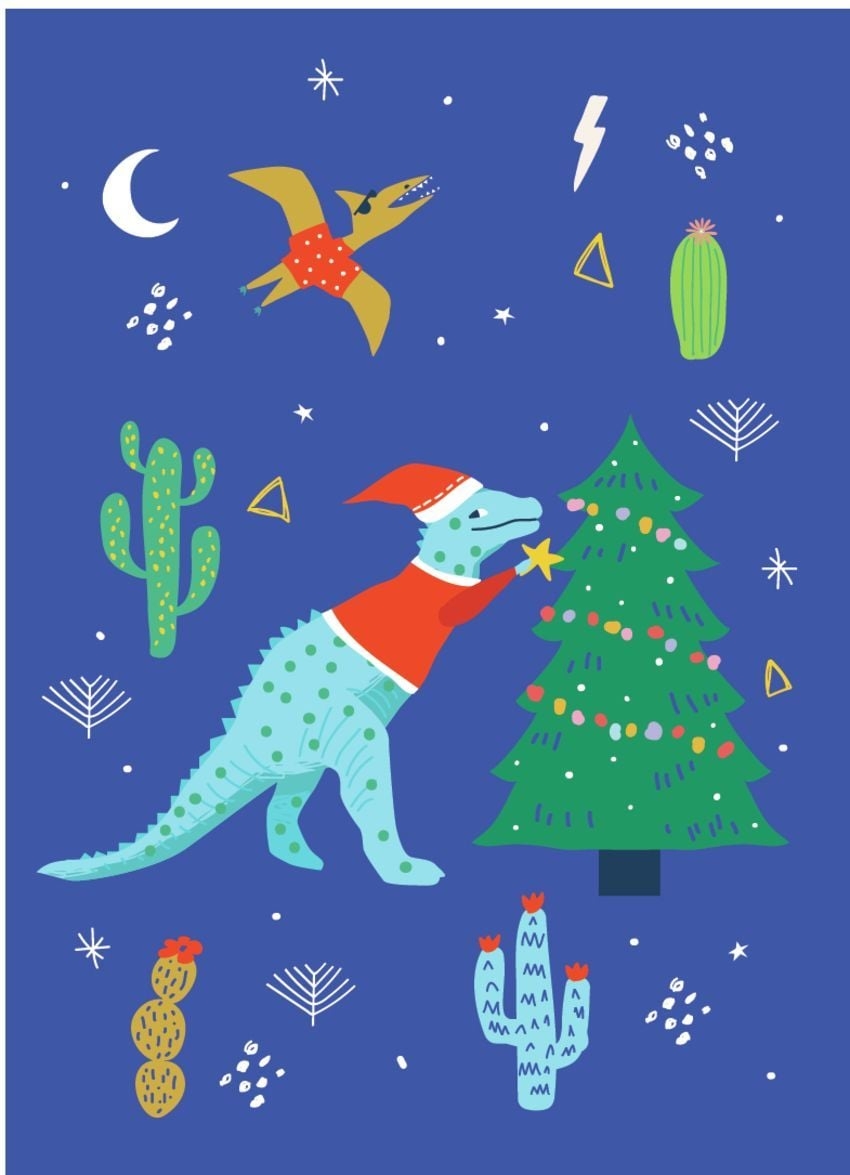 850x1180 Christmas 5 image by Laurie Hibbert. Dinosaur christmas, Christmas illustration, Christmas prints, Phone