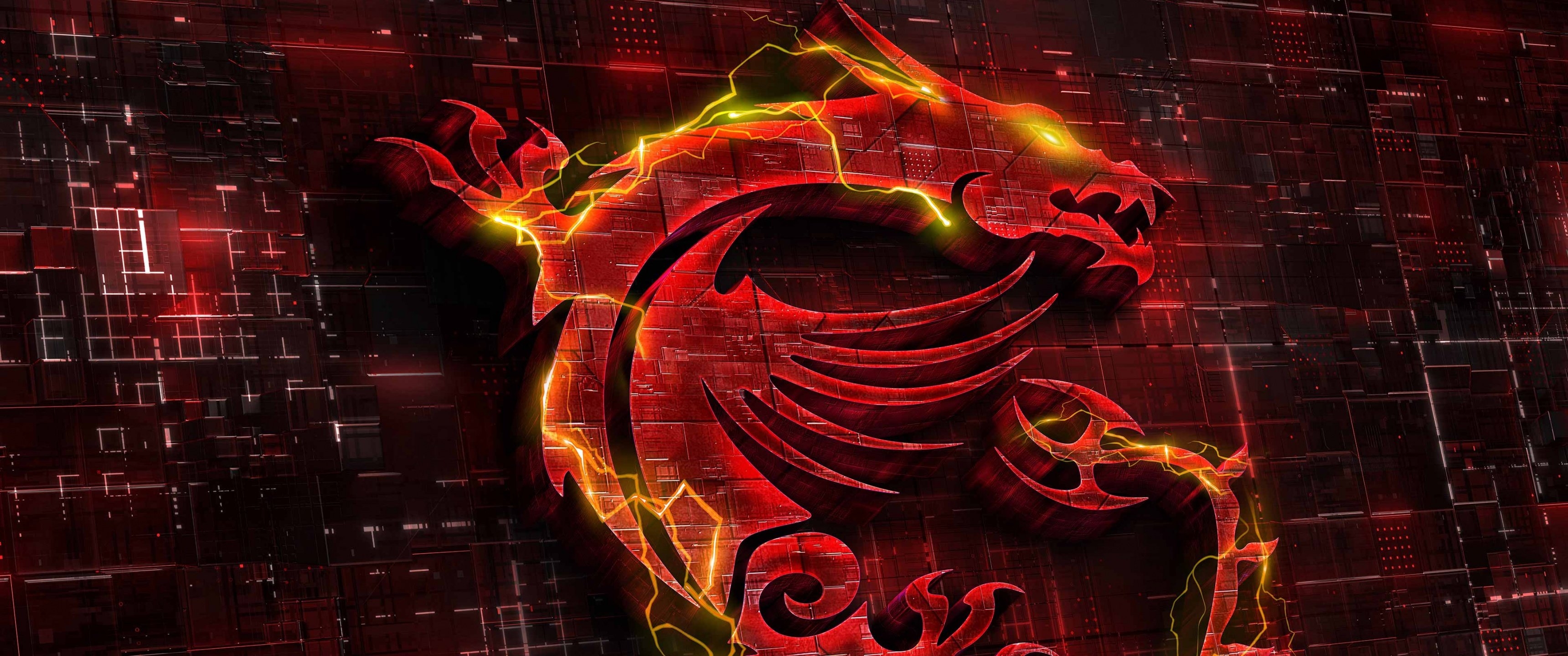 3440x1440 MSI Gaming Wallpaper 4K, Dragon, Fire, Dual Screen