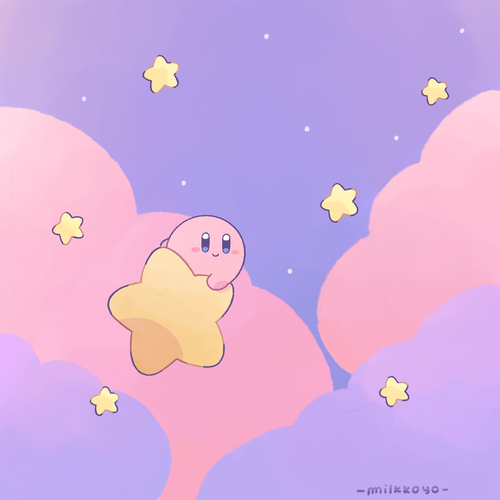 2050x2050 illustration #Nintendo #kirby #fanart, Phone