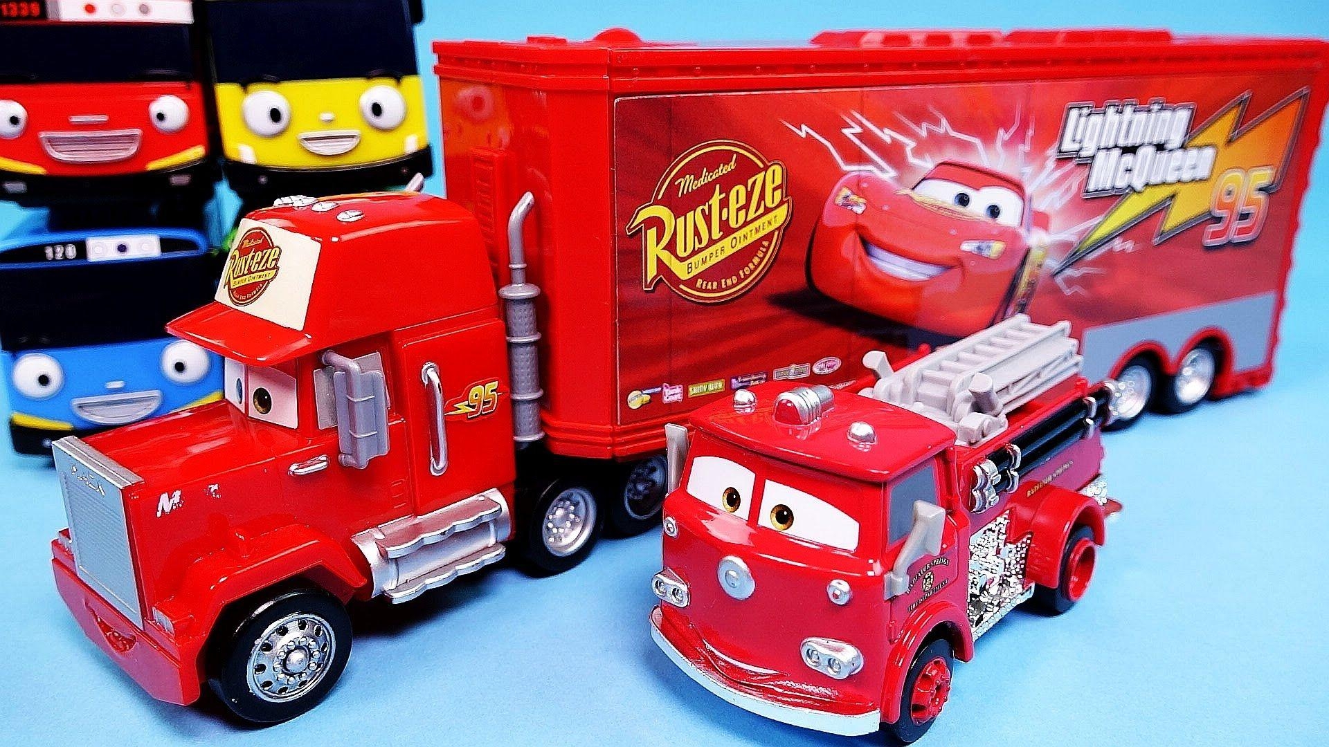 1920x1080 Cars Disney Cars Mack Truck & Lightning McQueen, Red Deluxe & Tayo, Desktop