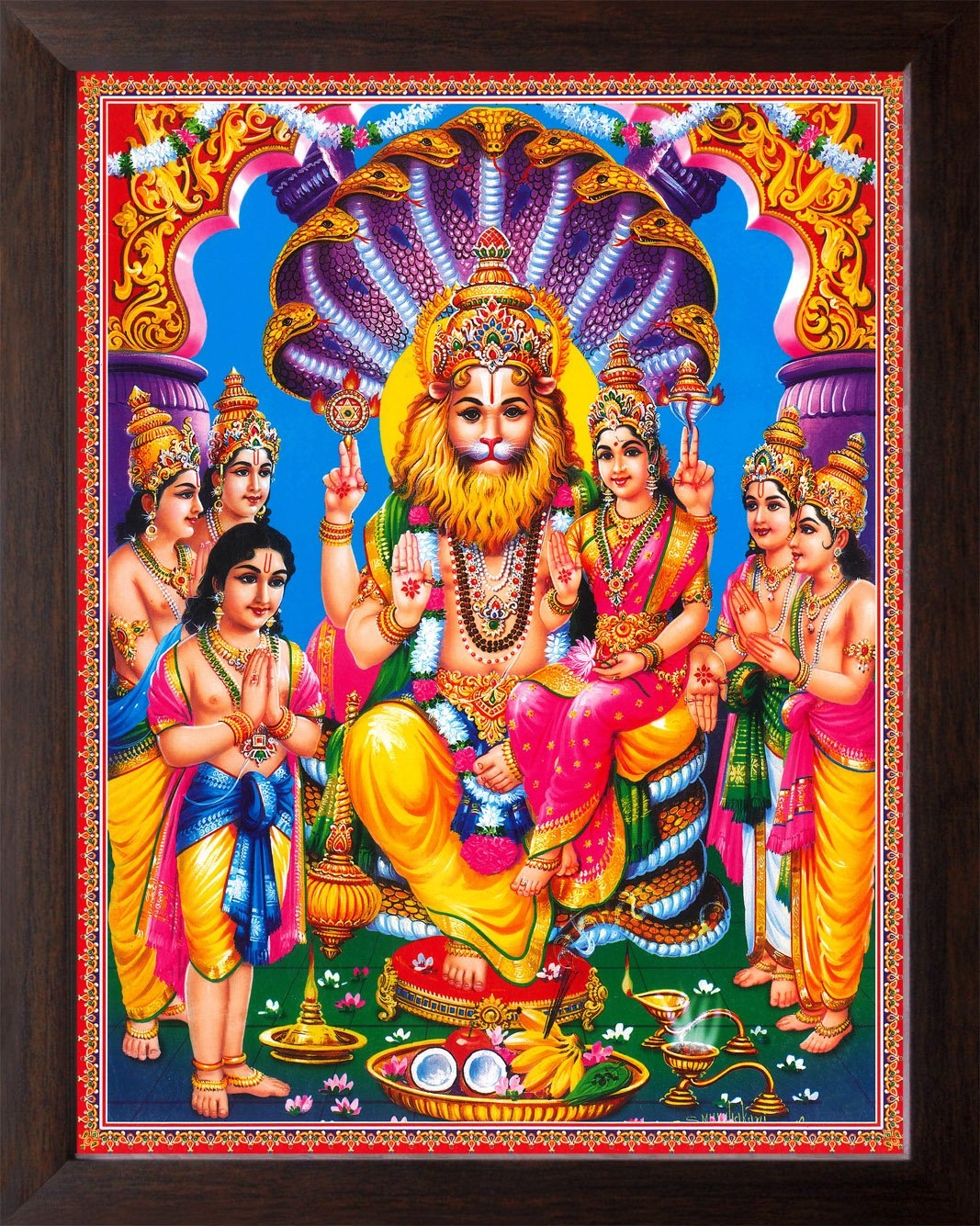 1070x1340 Art N Store Lord Narsingh With Sheshnaag HD Printed Picture Religious And Decor Poster Painting With Synthetic Brown Frame (30 X 23.5 X 1.5 Cm, Acrylic Sheet), Amazon.in: Home & Kitchen, Phone