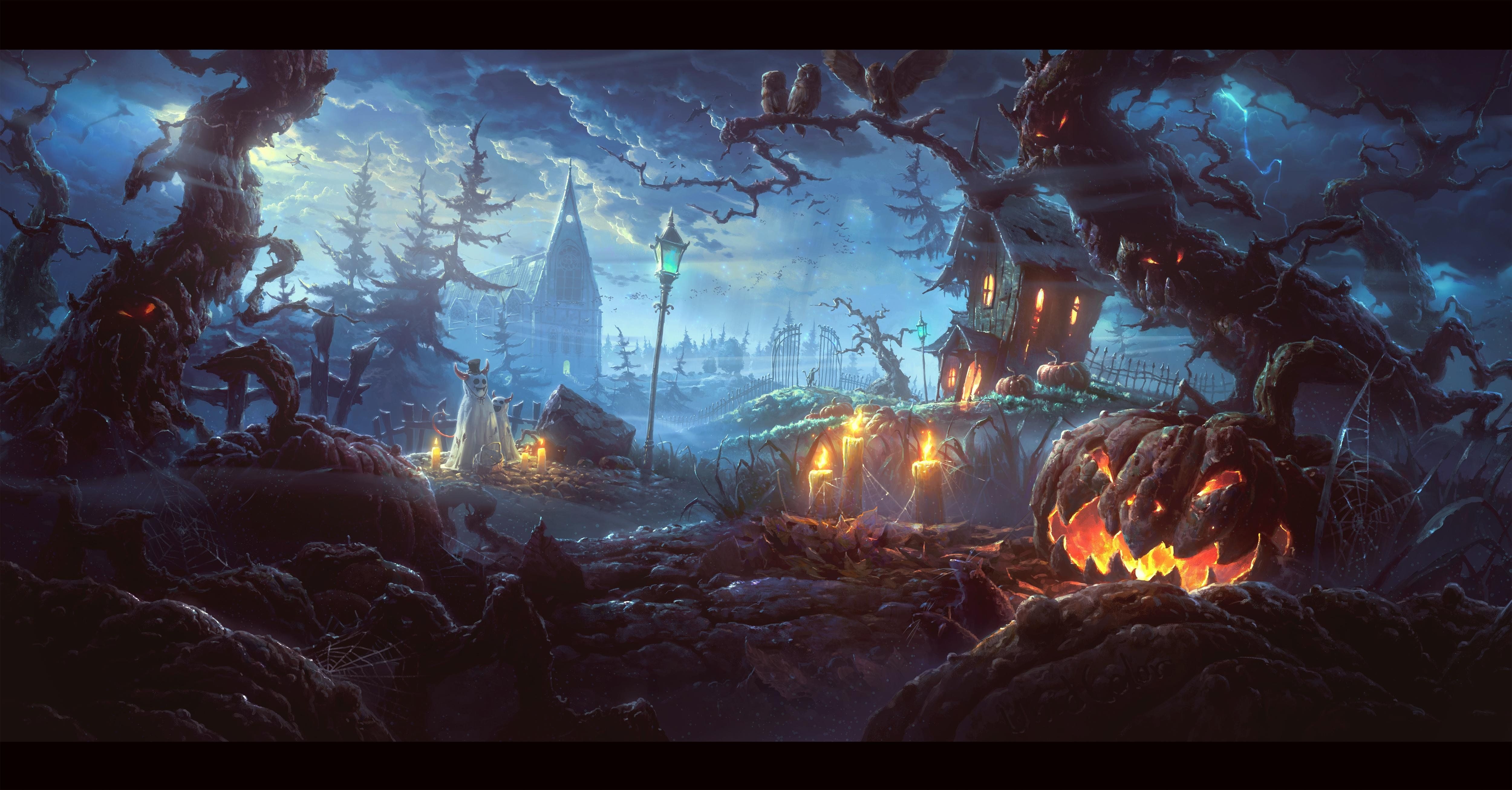 5000x2620 Halloween 4K wallpaper for your desktop or mobile screen free and easy to download, Desktop