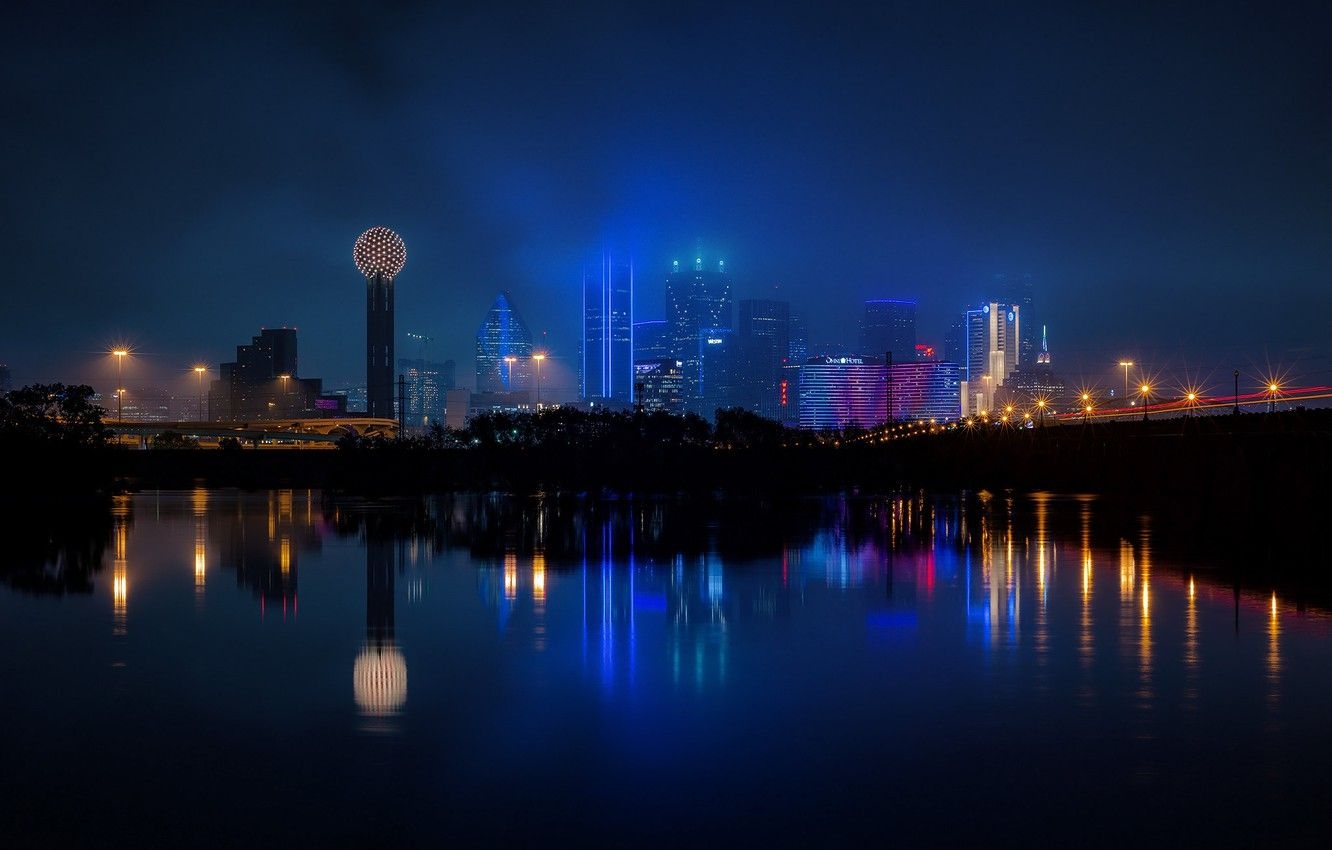 1340x850 Wallpaper night, the city, panorama, Dallas, Texas, city lights image for desktop, section город, Desktop