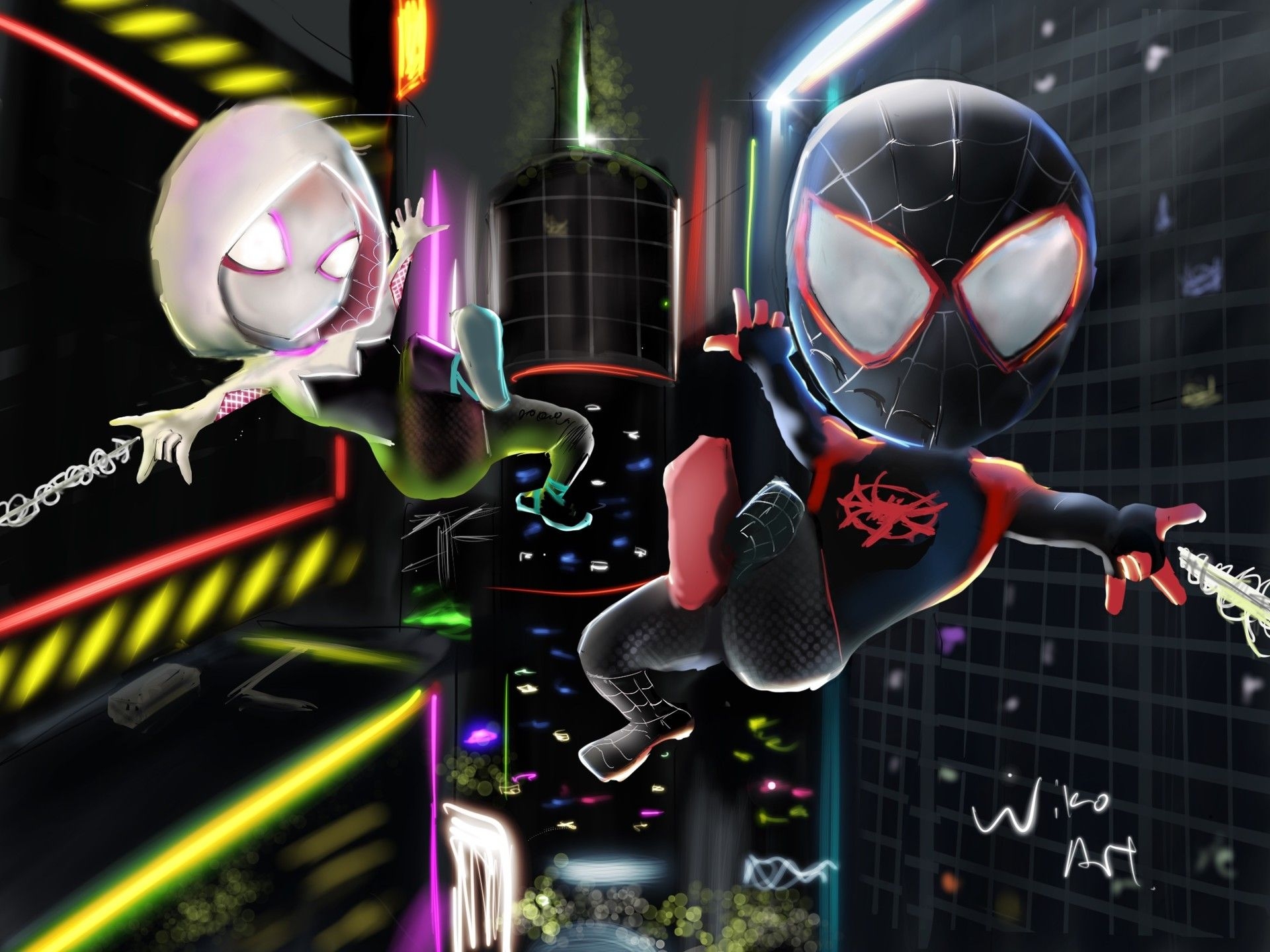 1920x1440 Into The Spiderverse Morales And Gwen Stacy Wallpaper & Background Download, Desktop