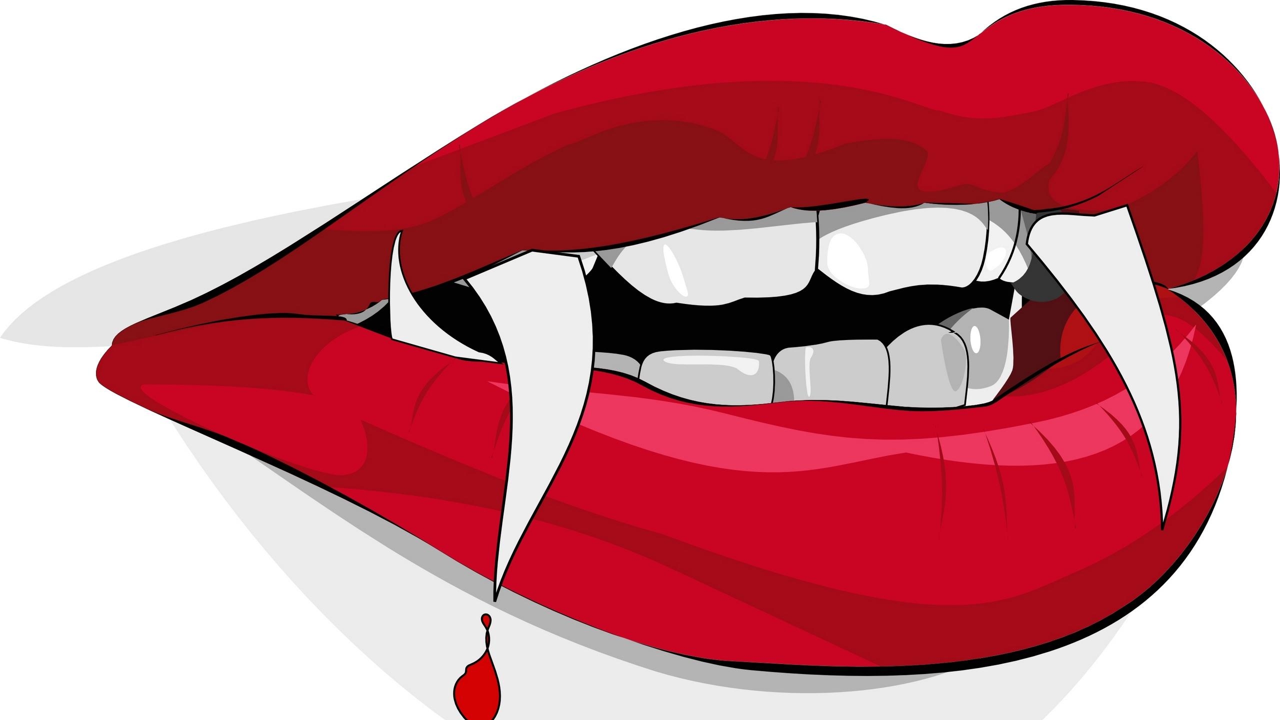 2560x1440 Download wallpaper  mouth, jaw, teeth, vampire, blood, Desktop