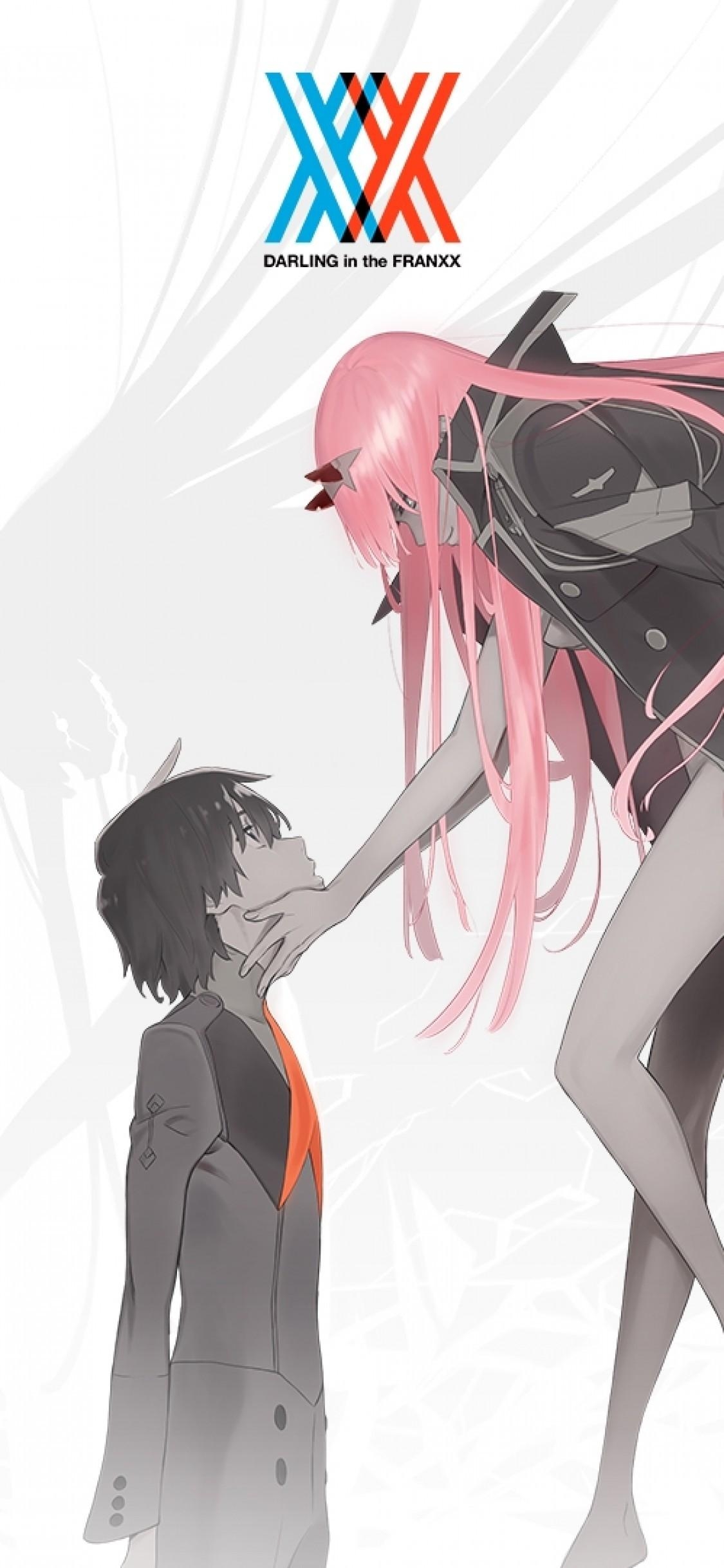 1130x2440 Download  Darling In The Franxx, Zero Two, Hiro, Pink, Phone