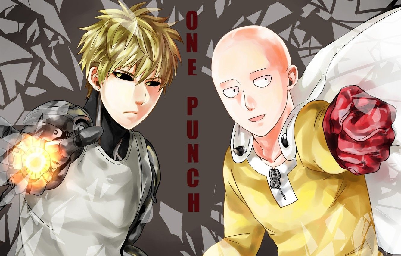 1340x850 Wallpaper anime, art, guys, cyborg, Saitama, One Punch Man, Genos image for desktop, section прочее, Desktop