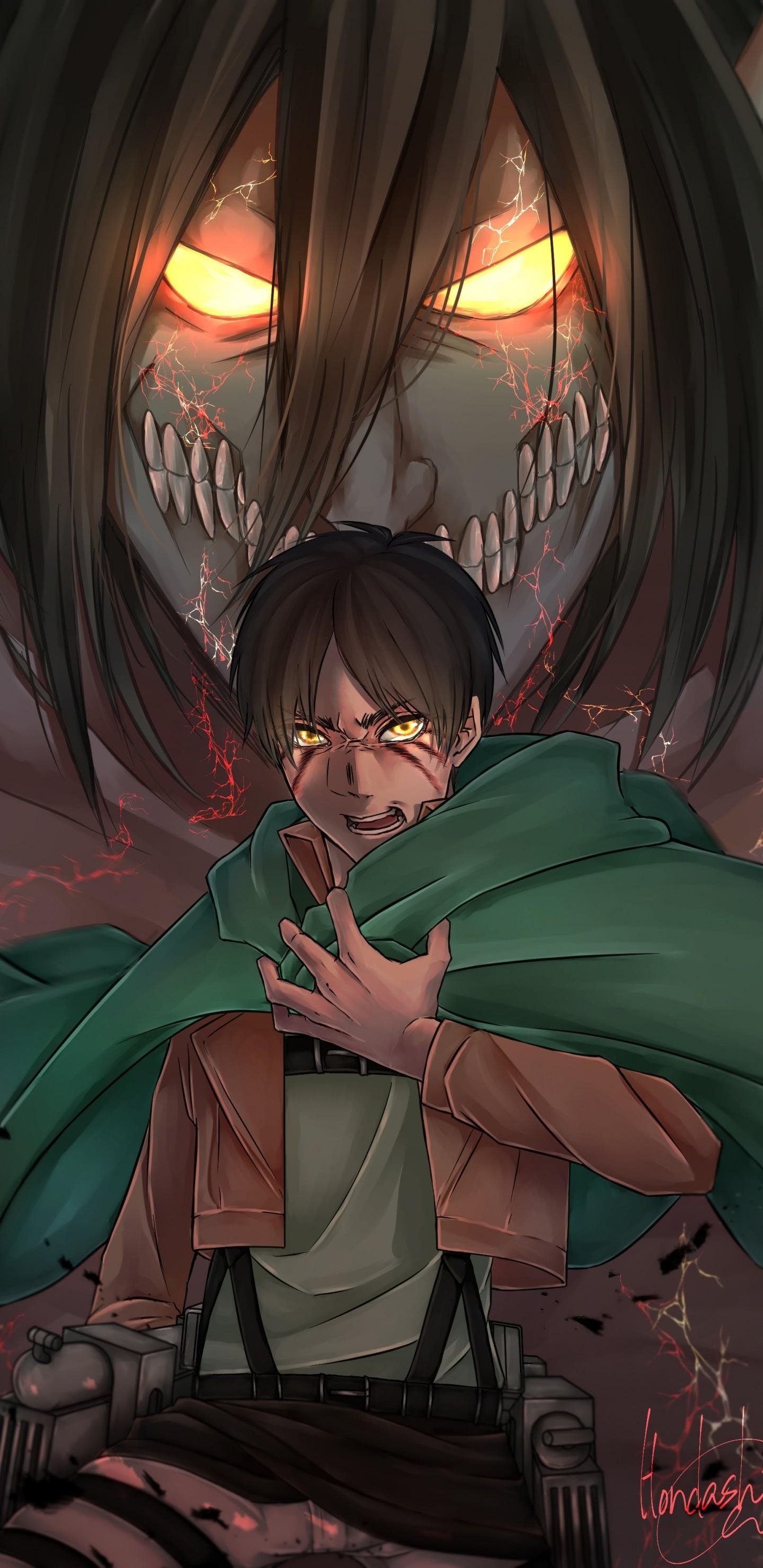 1440x2960 Download  Eren Jaeger, Shingeki No Kyojin, Titan, Attack, Phone