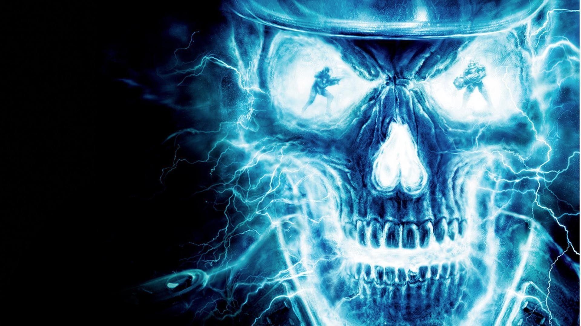 1920x1080 Blue Skull Wallpaper, Desktop