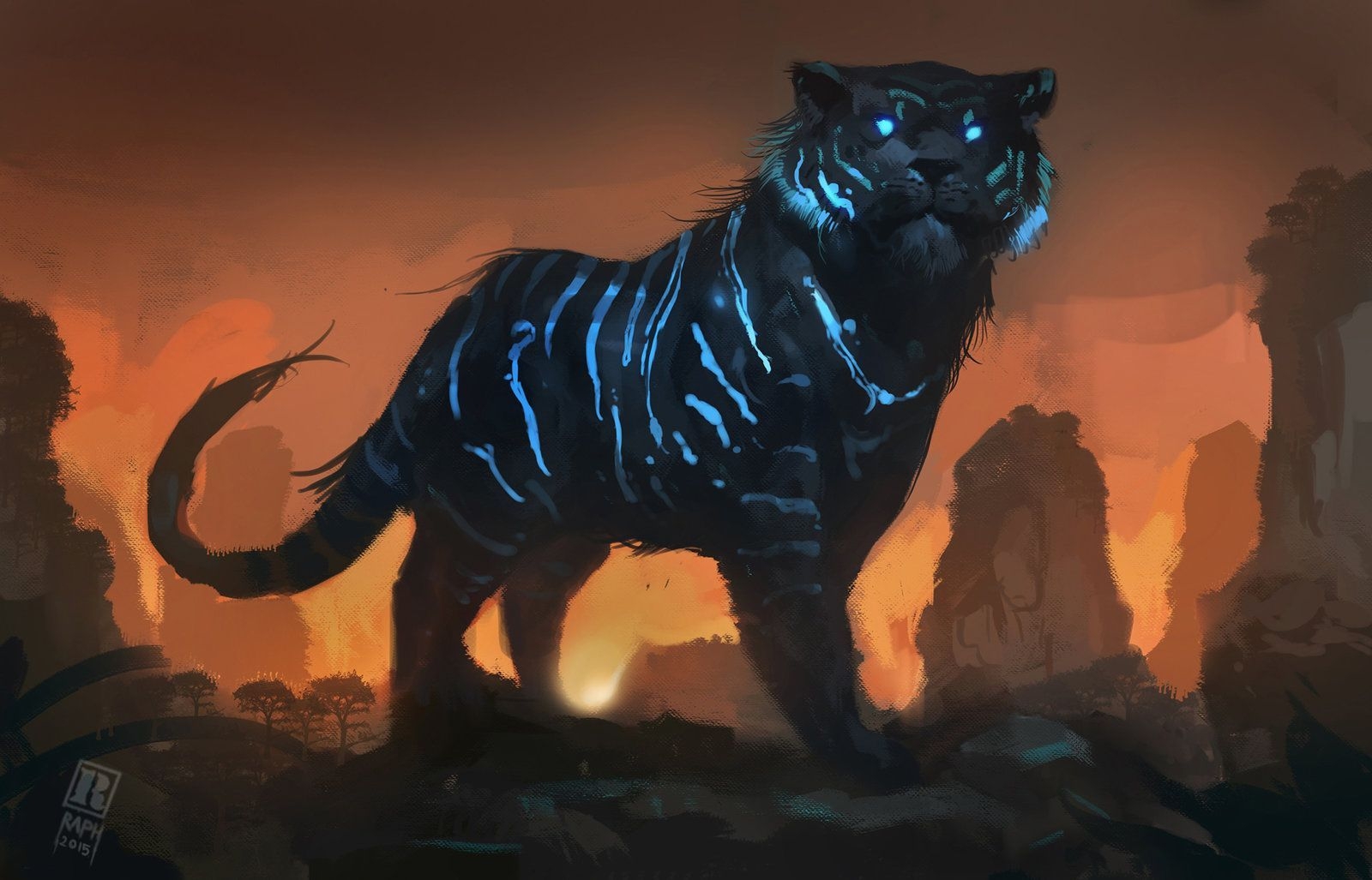 1600x1030 Mystic Tiger, Raph Lomotan. Mythical creatures art, Mythical creatures, Fantasy art, Desktop