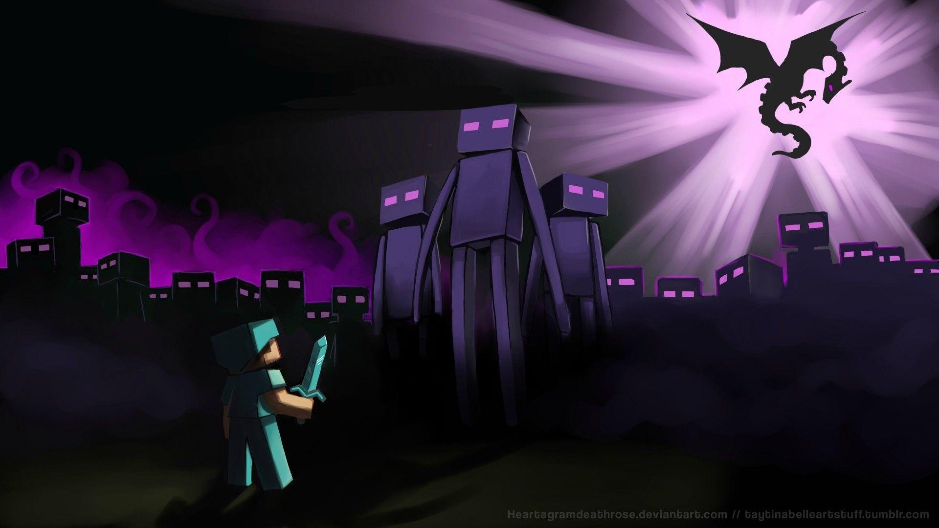 1920x1080 artistic, Steve, Minecraft, artwork, Enderman, Endermen wallpaper, Desktop