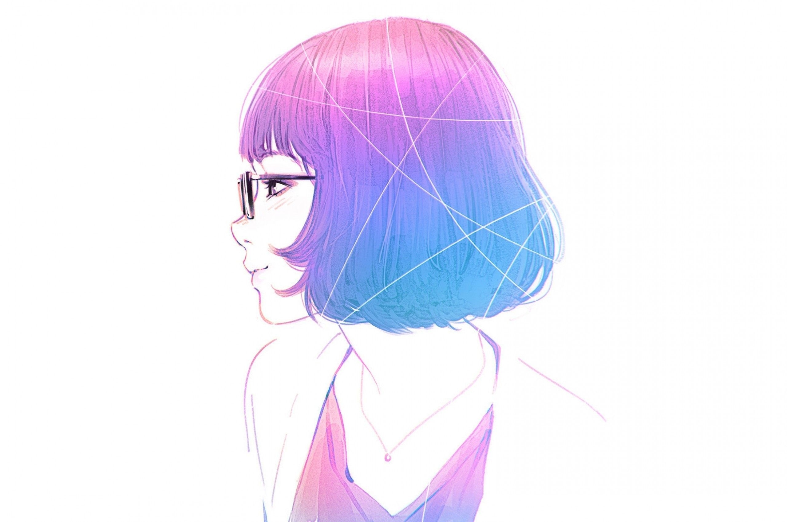 2560x1700 Download  Anime Girl, Profile View, Short Hair, Glasses, Desktop