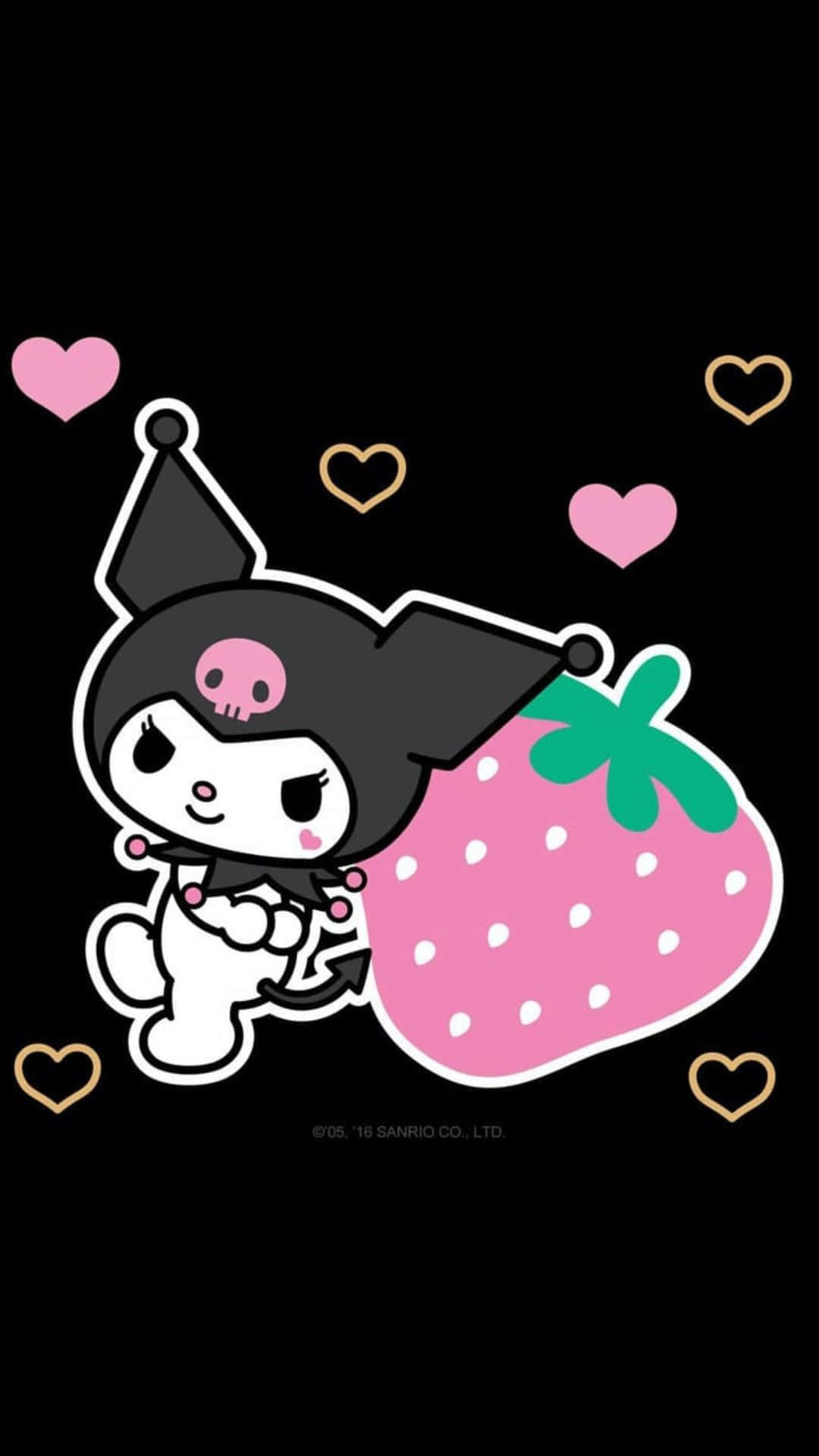 1080x1920 Download Adorable Kuromi Kawaii posing against a pink background Wallpaper, Phone