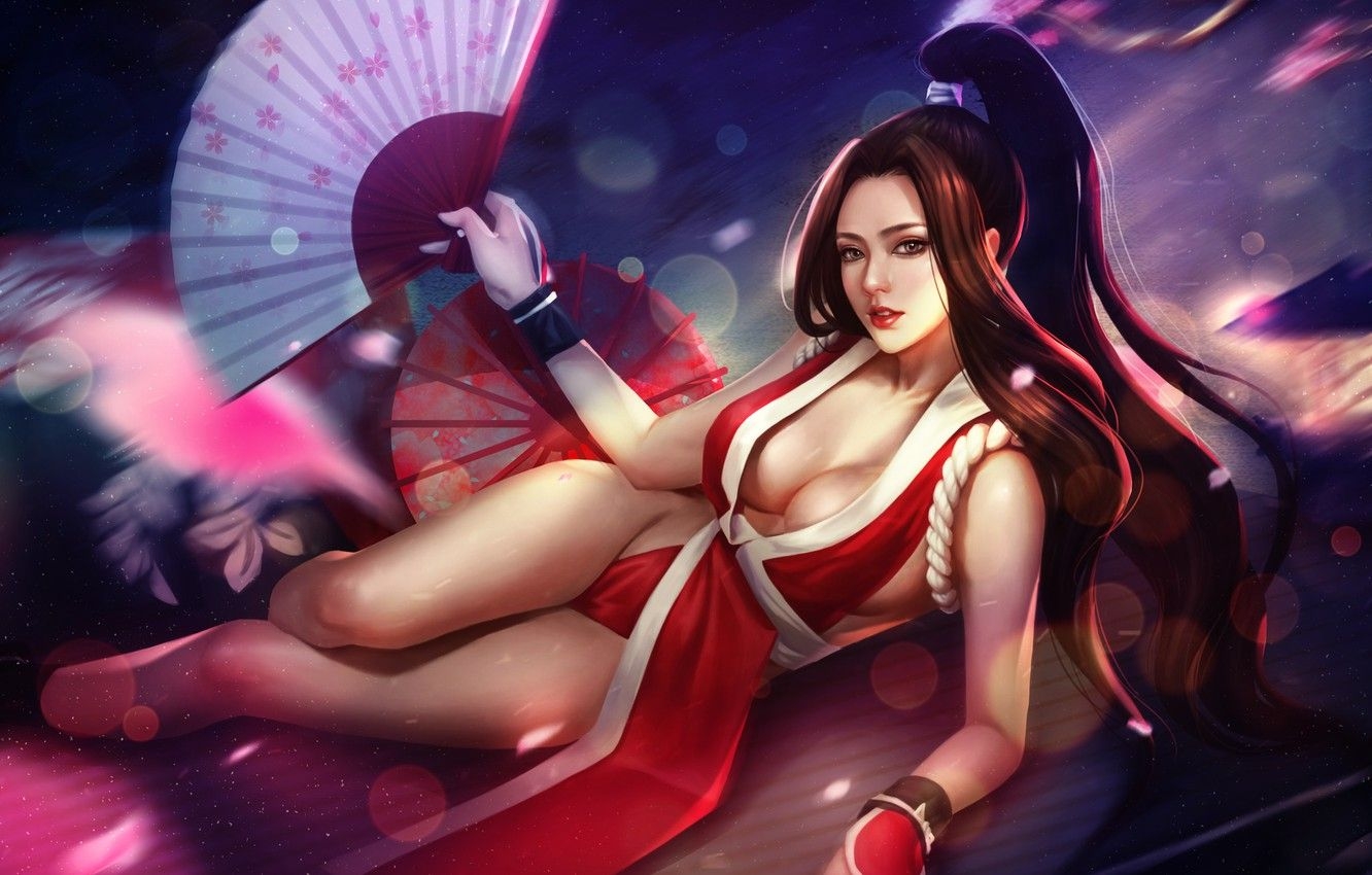 1340x850 Wallpaper Girl, Figure, Art, KOF, Beauty, Figure, Mai Shiranui, SNK, by Yuting Pan, Yuting Pan, May Shiranui, Fans, The king of fighters, The Alluring Ninja Girl, Fatal fury, Ninja Girl image for, Desktop