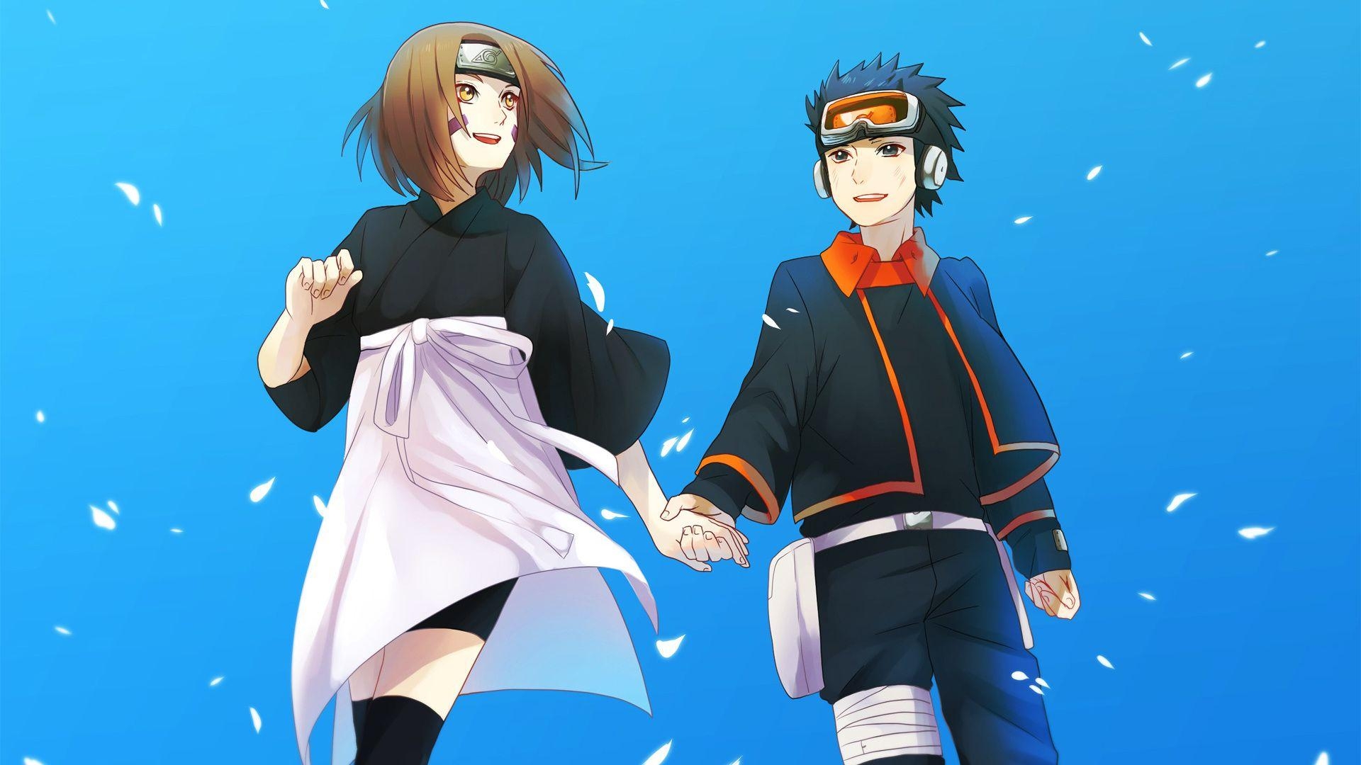 1920x1080 anime, rin nohara, together, derjutsa hands, naruto, art, Desktop