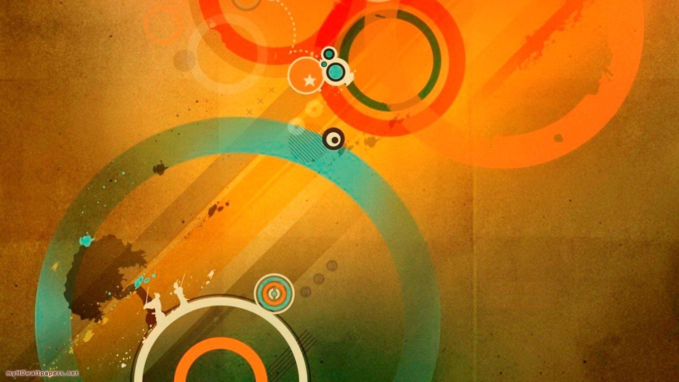 1370x770 Orange and Green Wallpaper, Desktop