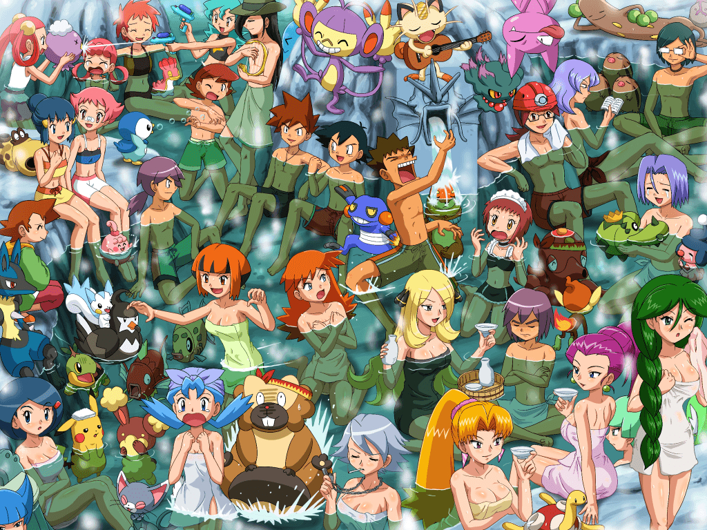 1030x770 aki, ambipom, ayako, bibarel, bronzong, and others pokemon, pokemon, Desktop