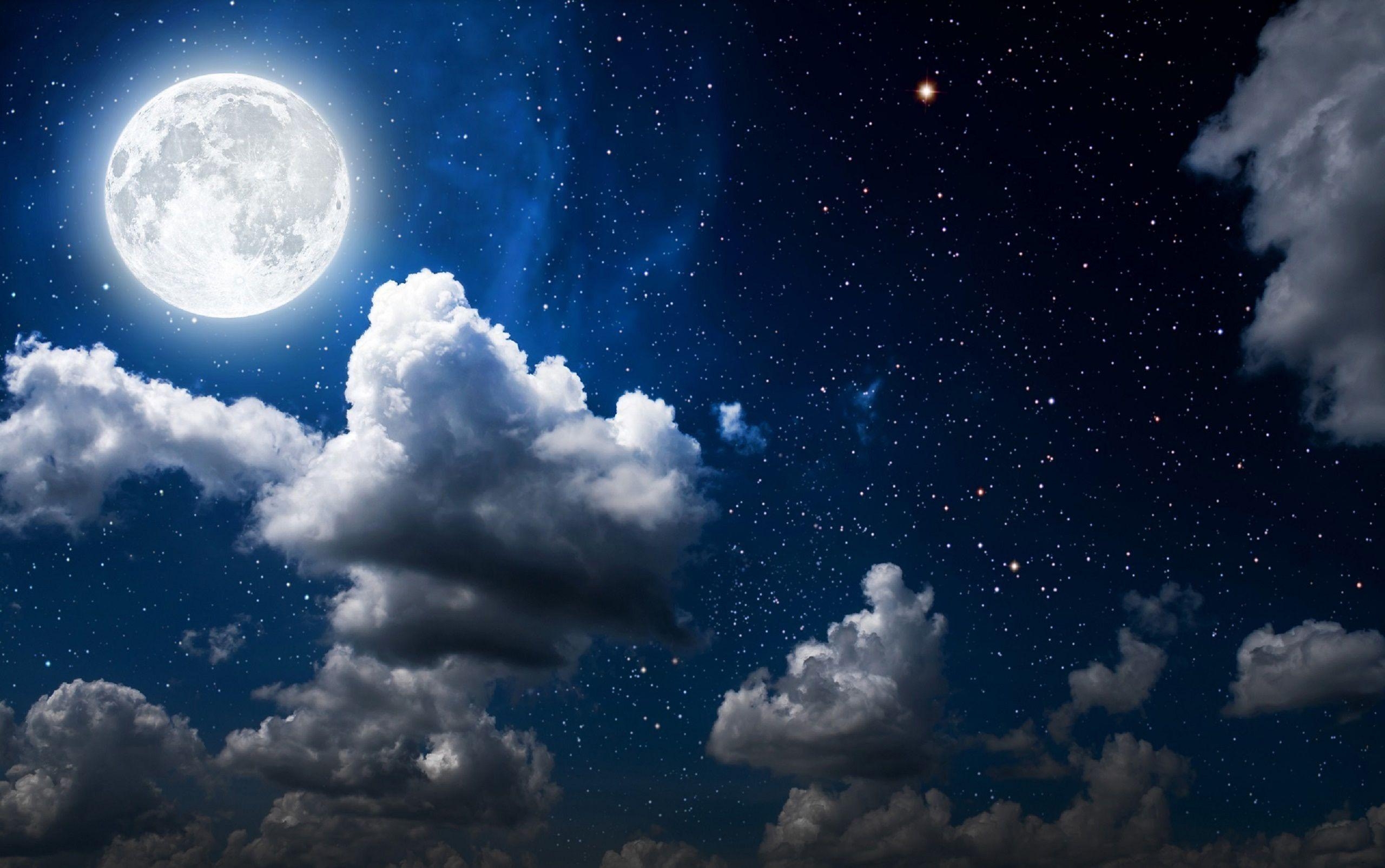 2560x1610 Wallpaper Moon, Clouds, Sky, Full moon, HD, Nature, Desktop