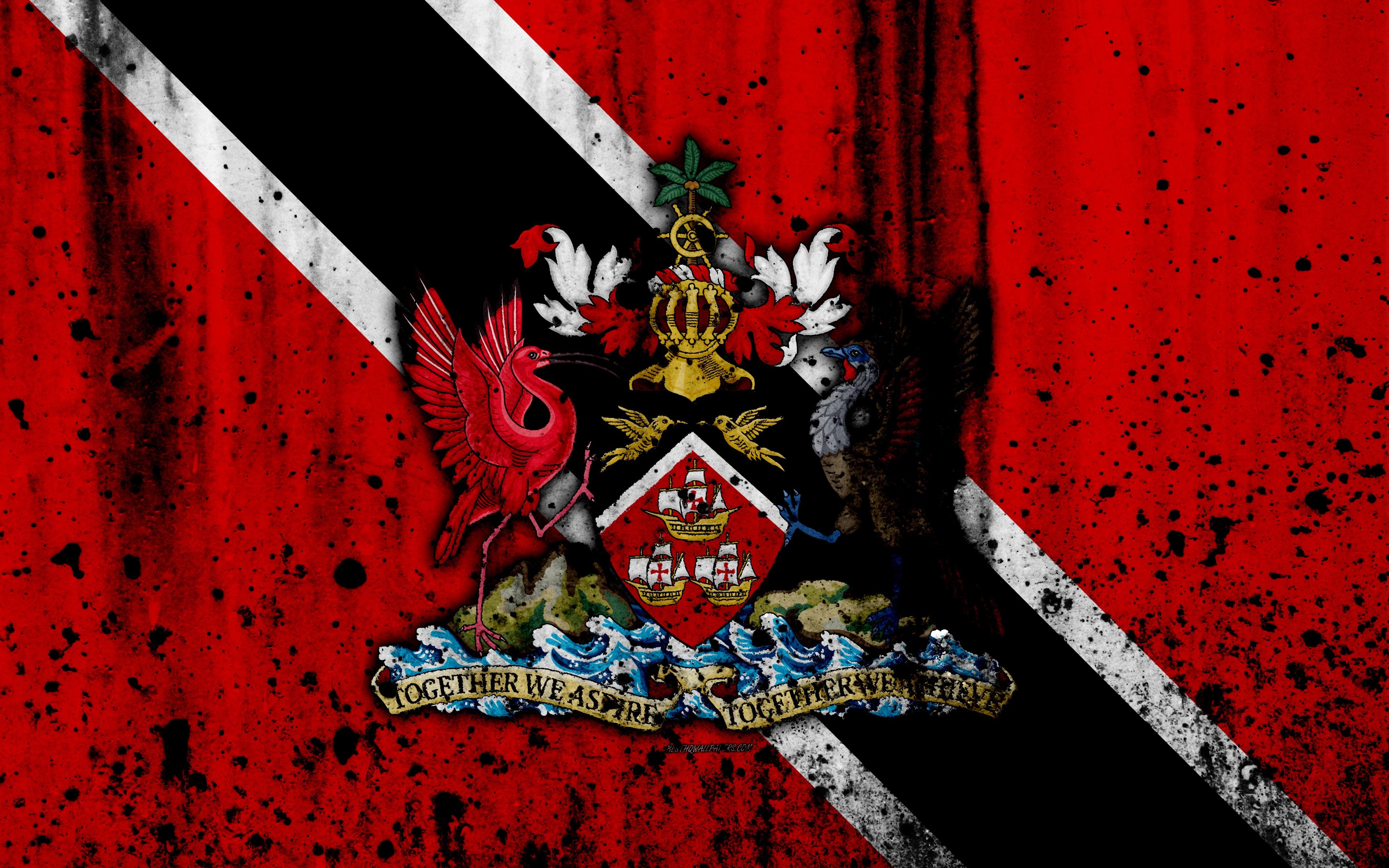 3840x2400 Download wallpaper Trinidad and Tobago flag, 4k, grunge, North, Desktop