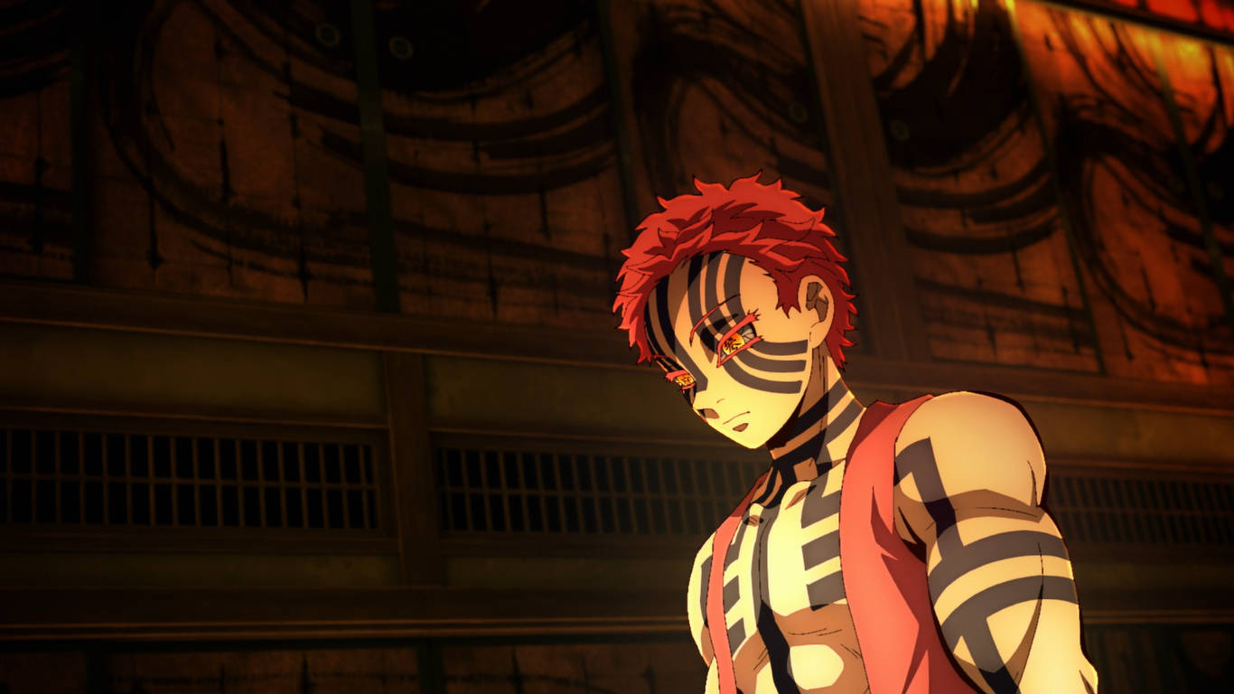 1370x770 Download Demon Slayer Akaza Anime Character Wallpaper, Desktop