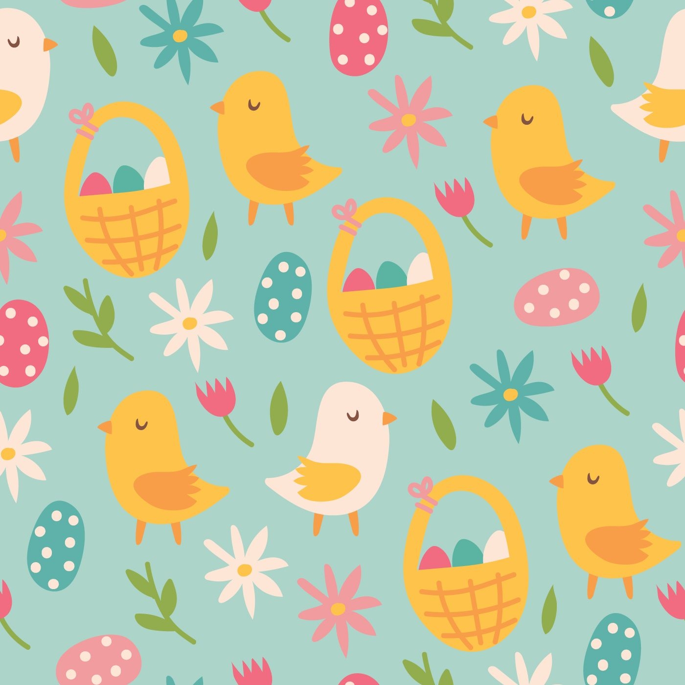 1400x1400 Cute Easter Wallpaper Pattern Free Vectors, Clipart Graphics & Vector Art, Phone