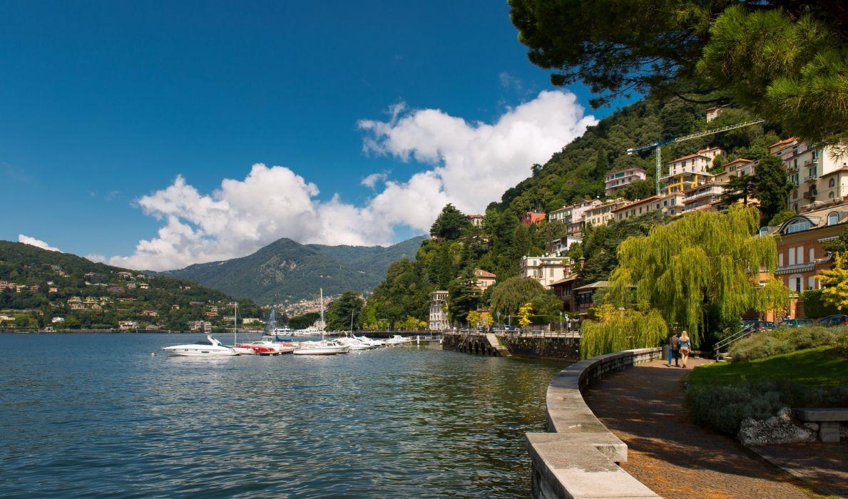 1190x700 Lake Como Como Lombardy Italy Lake Como promenade marina boat, Desktop